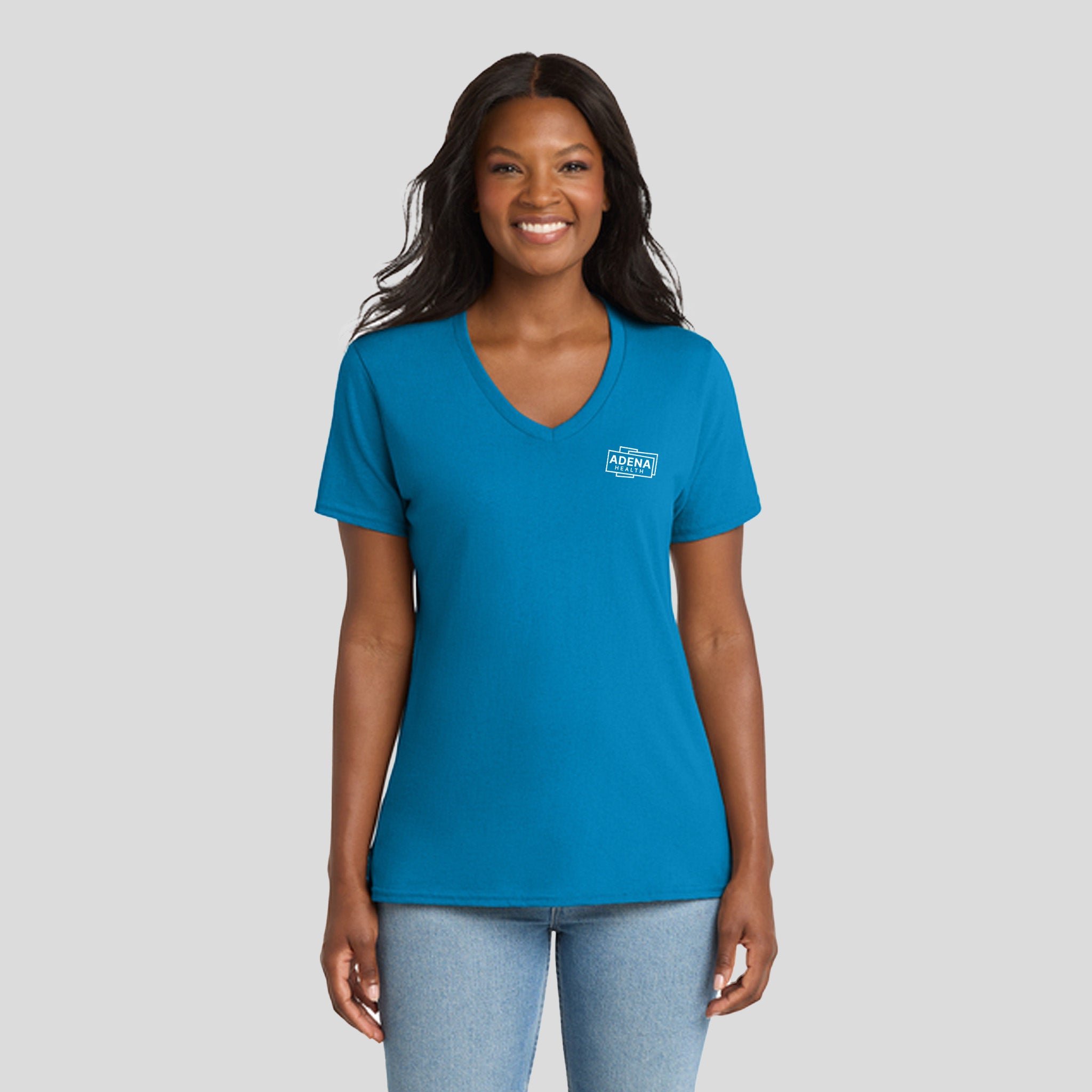 Adena Core Cotton V-Neck Tee | Sapphire