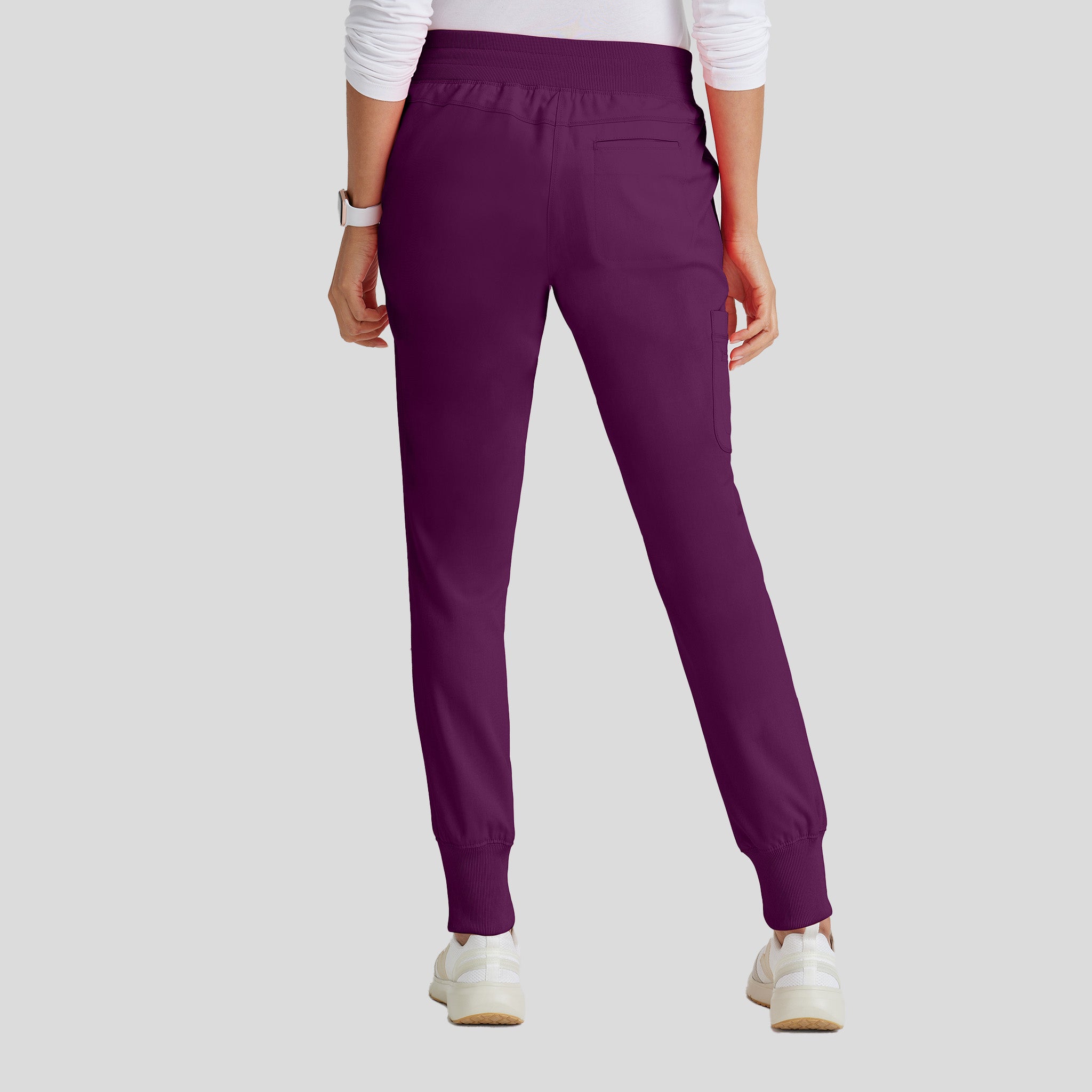 Eden 5-Pocket Mid-Rise Jogger Scrub Pant | Wine