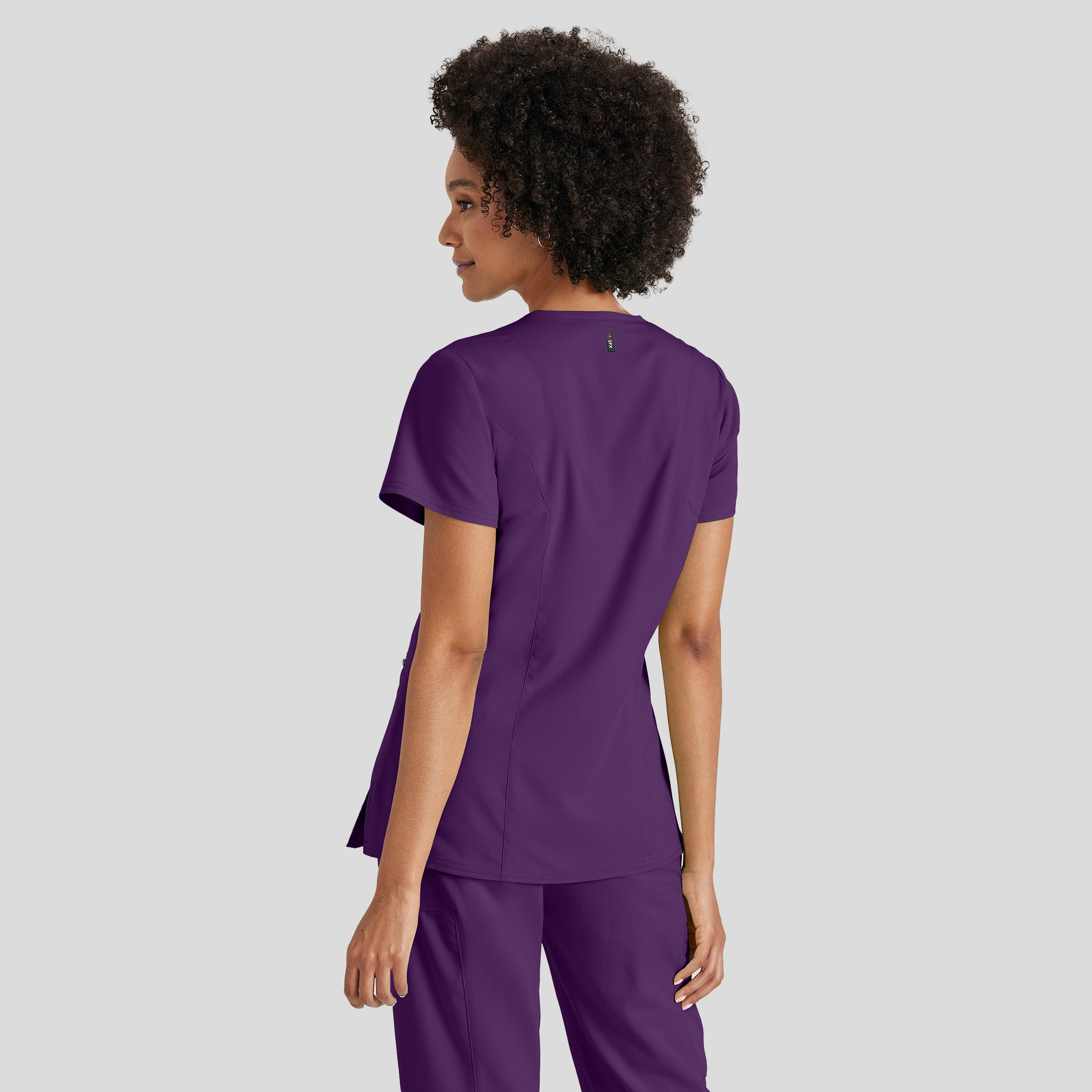 Kim 3-Pocket Crossover V-Neck Scrub Top | Eggplant