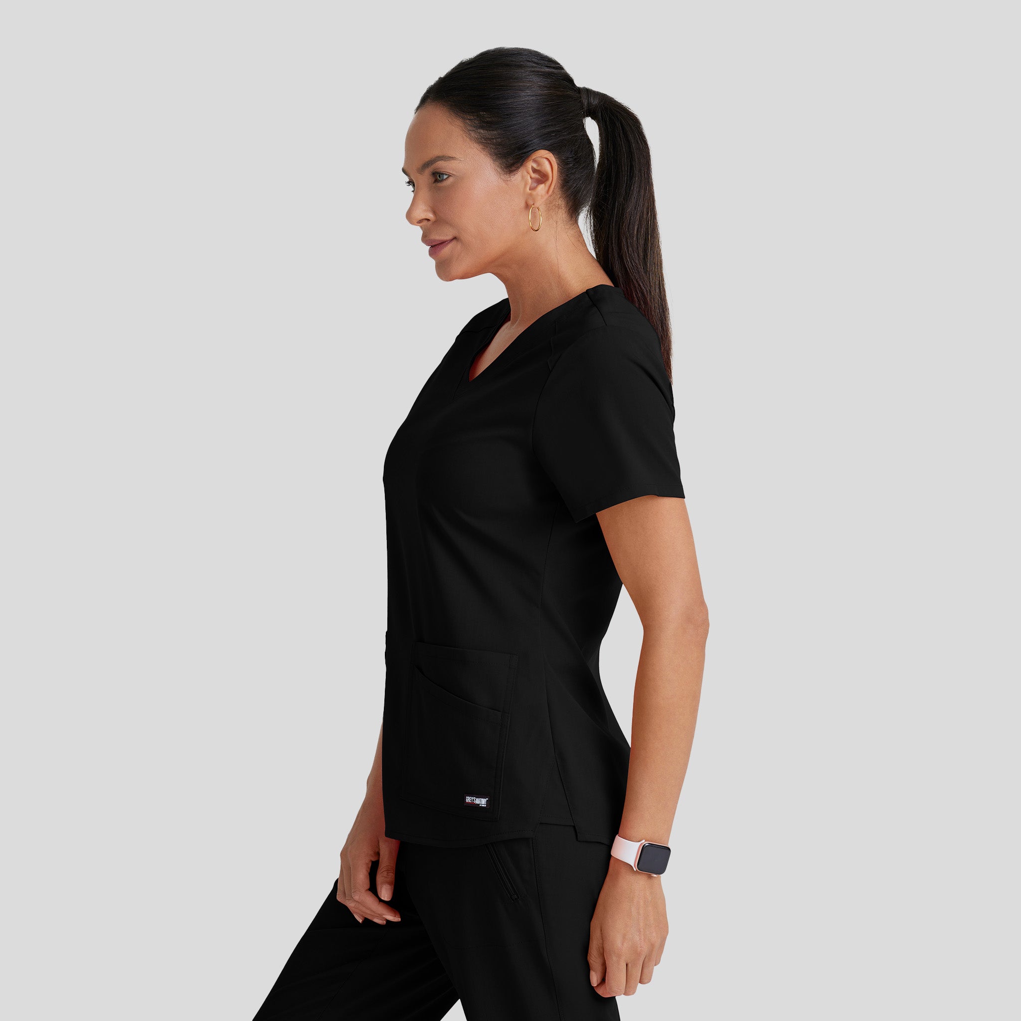 Emma 4-Pocket V-Neck Scrub Top | Black