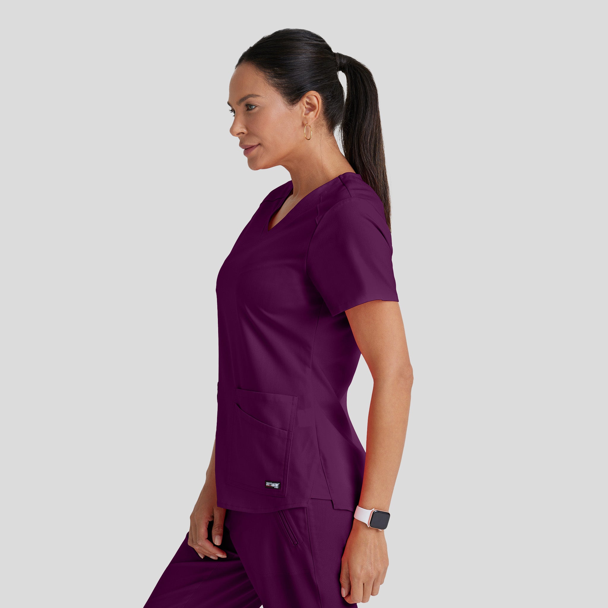 Emma 4-Pocket V-Neck Scrub Top | Wine