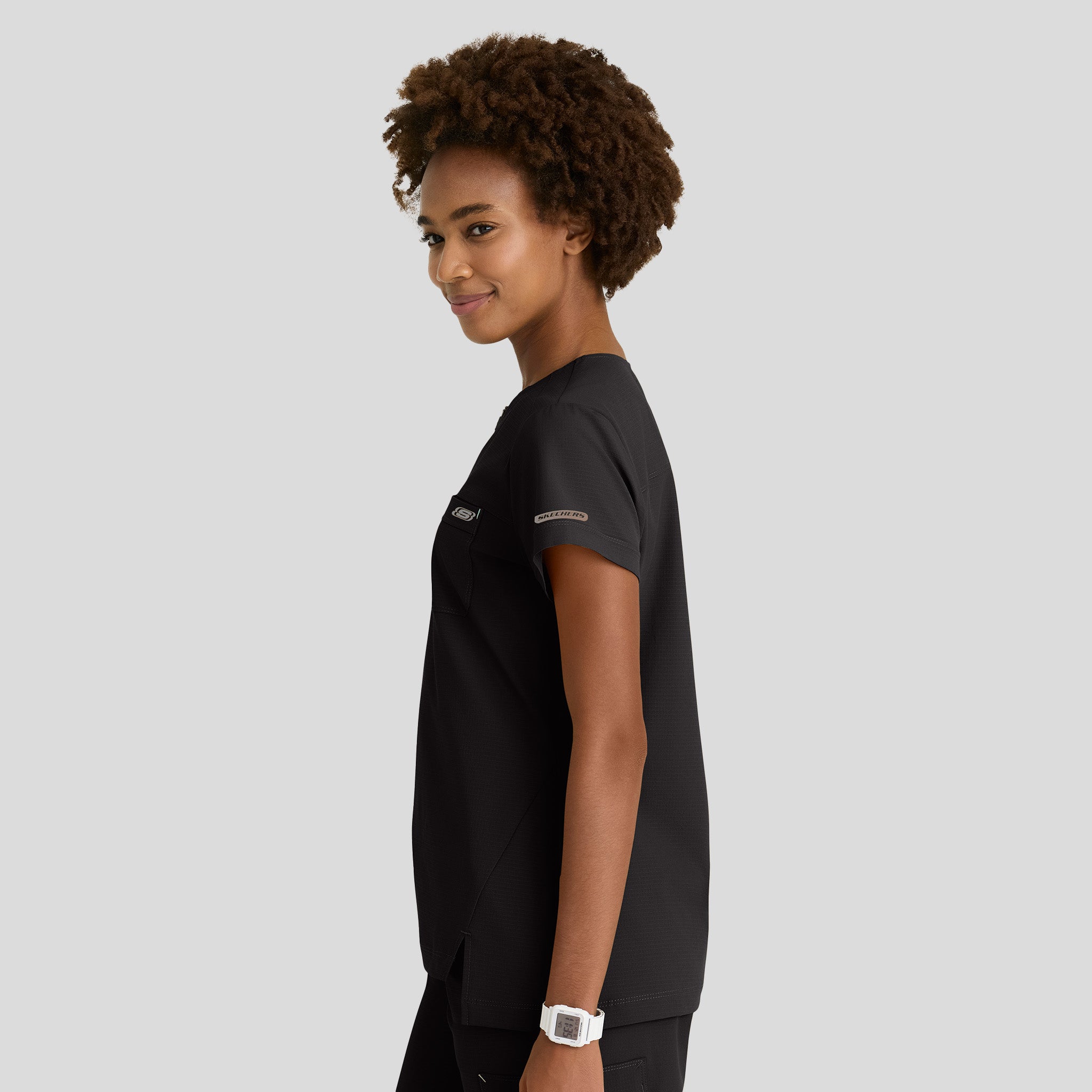 Trek 2-Pocket Rounded Neck Tuck-In Top | Black