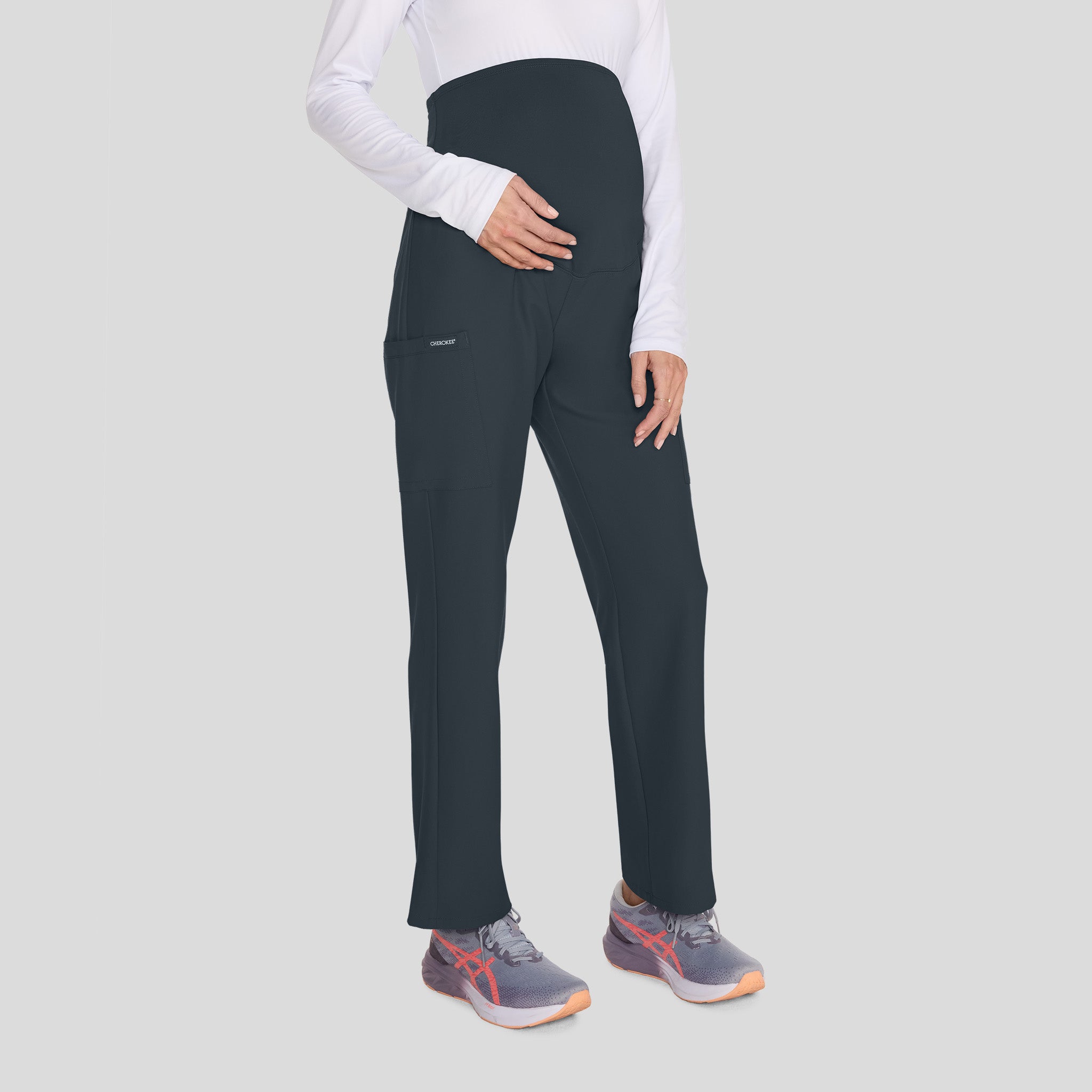 Hondros Maternity 3-Pocket Straight Leg Scrub Pant | Pewter