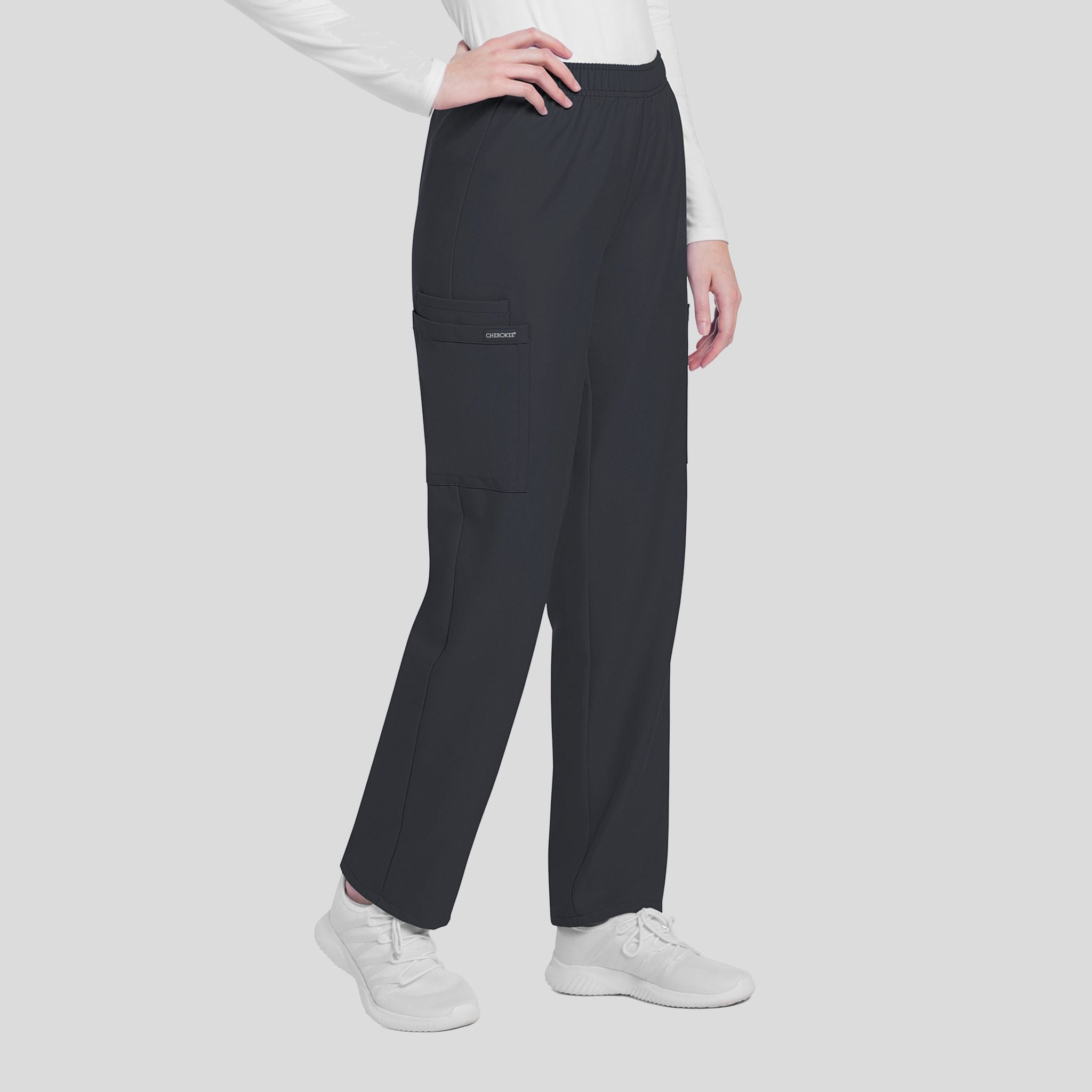 Mid Rise Pull-on Slim Leg Cargo Pant | Pewter
