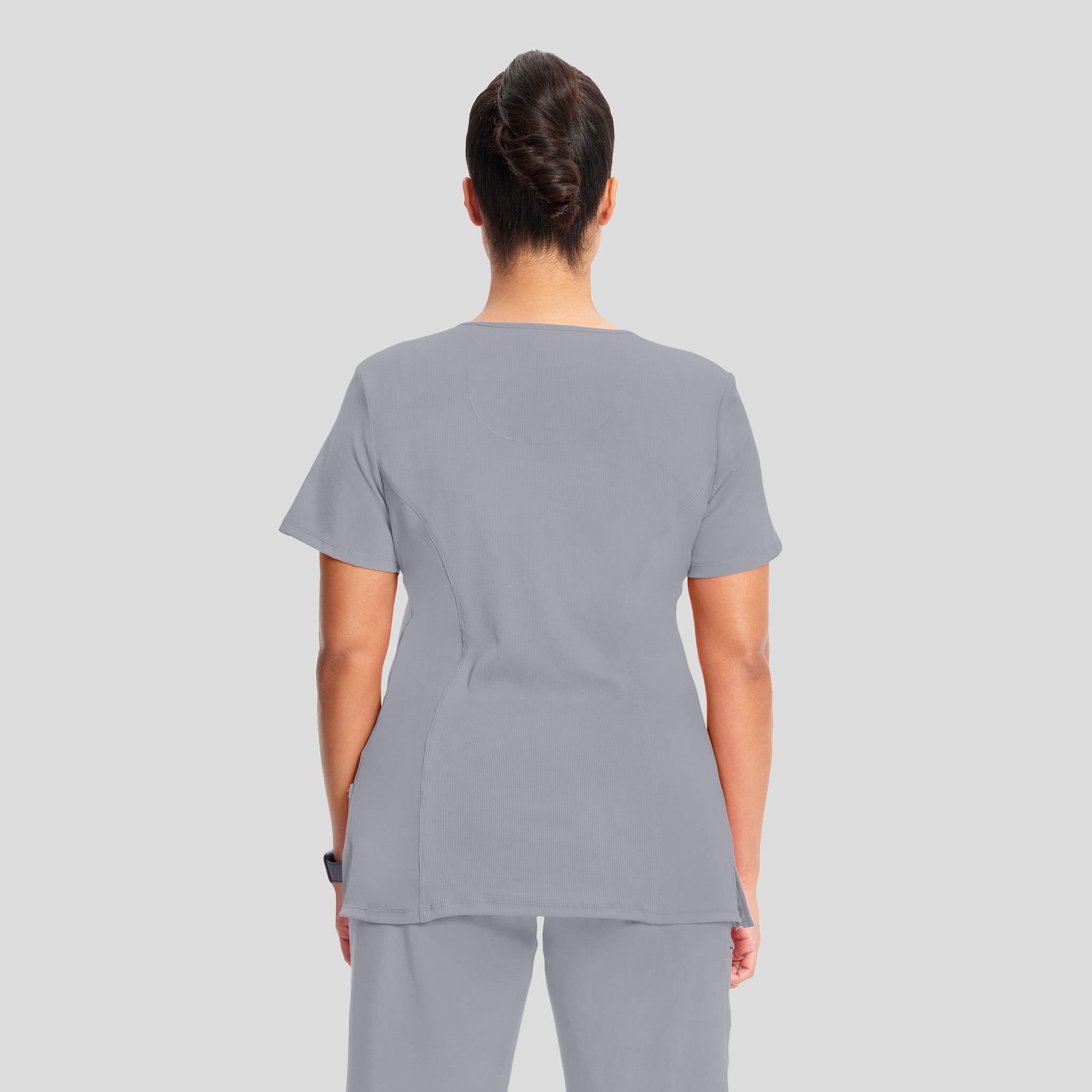 Infinity Mock Wrap Solid Scrub Top | Grey