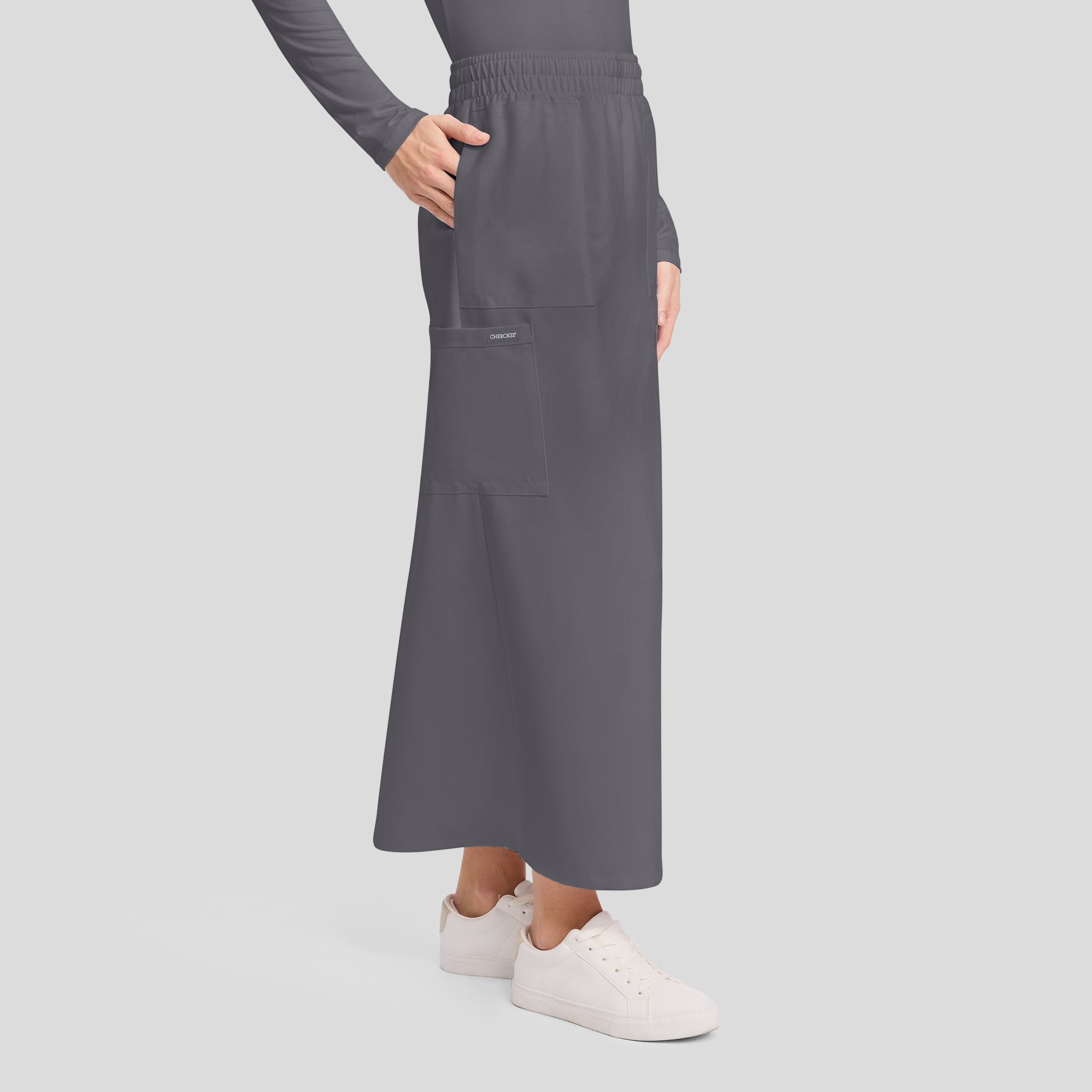 3-Pocket Maxi Scrub Skirt | Pewter