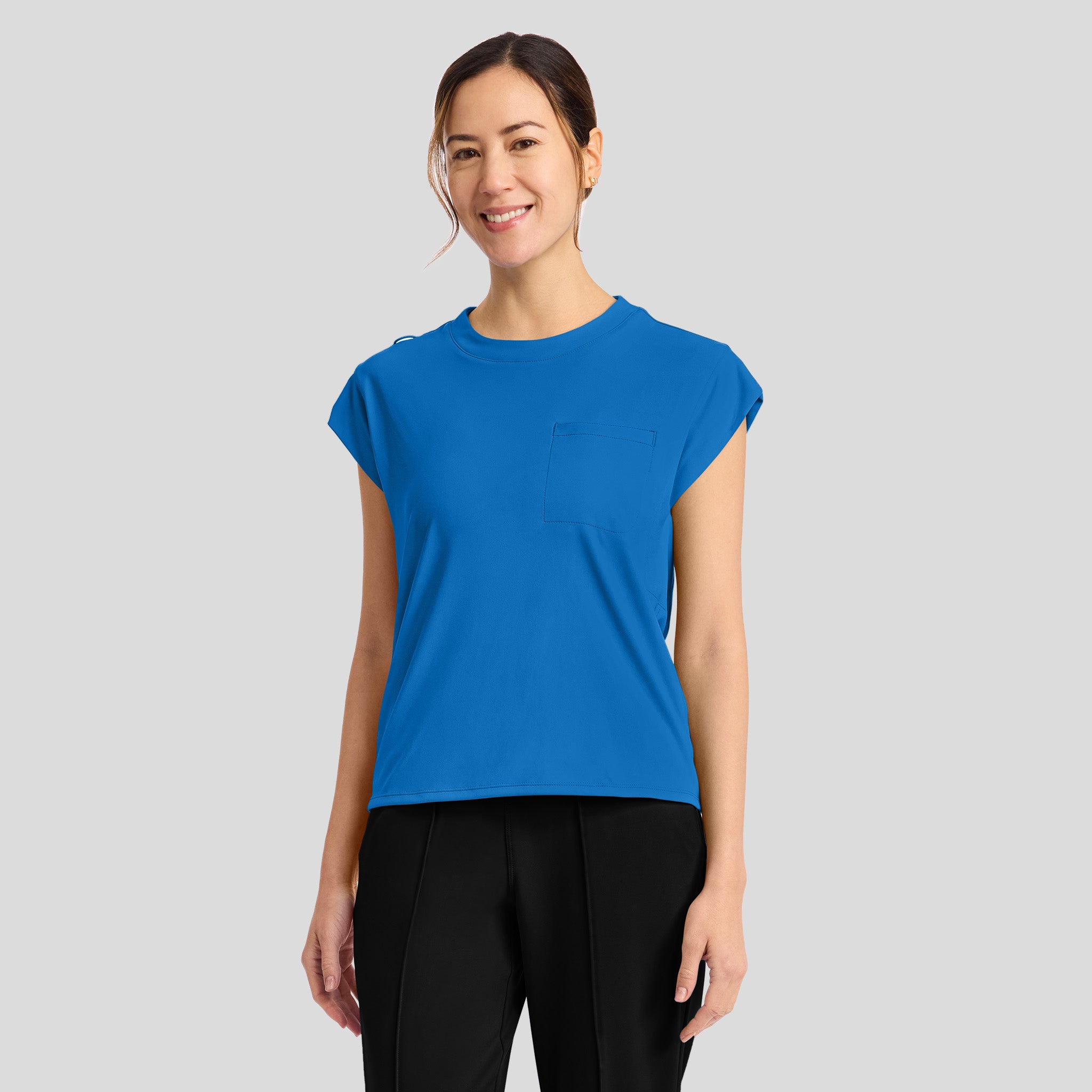 Achieve Crew Neck Scrub Top | True Blue