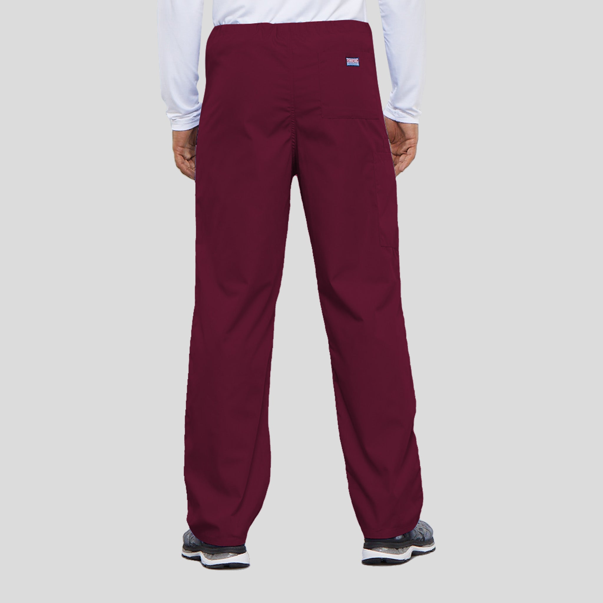 Unisex Drawstring Cargo Scrub Pant | Wine
