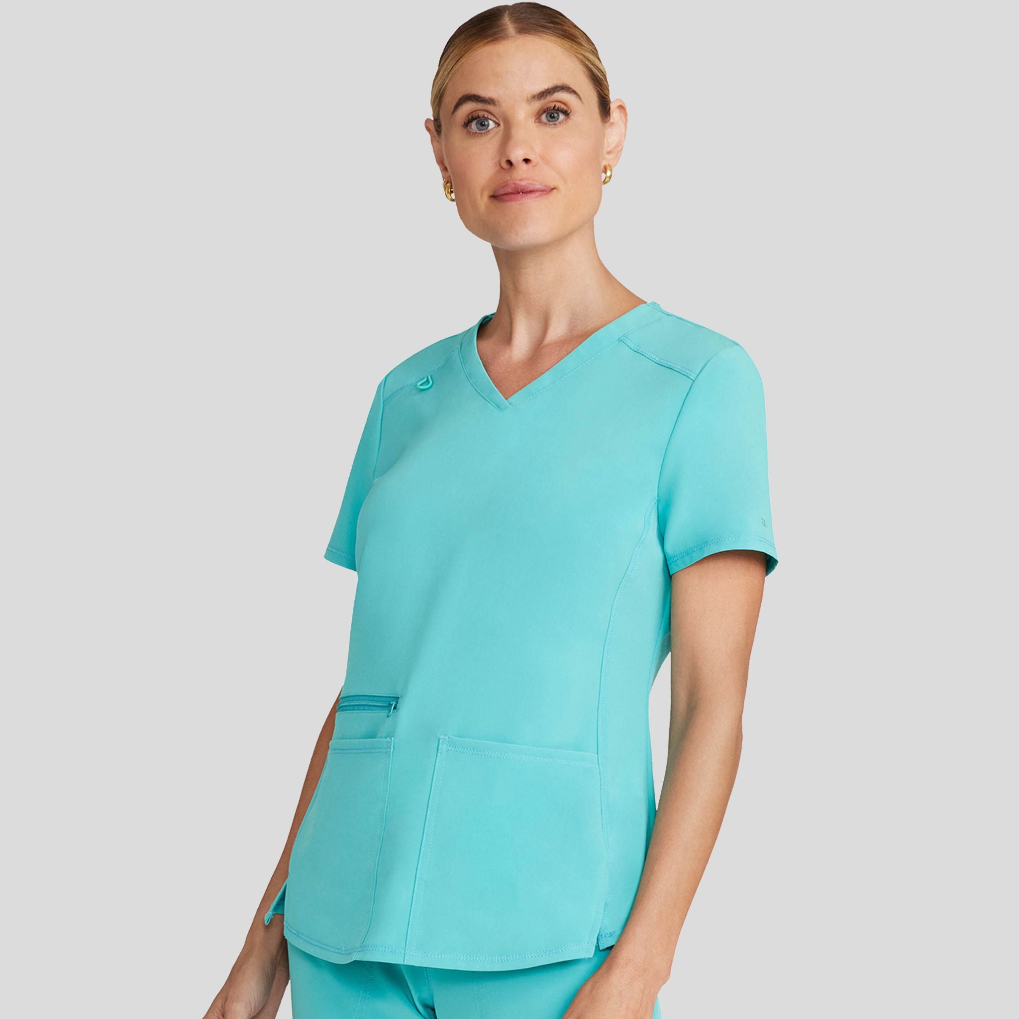 V-Neck Top With Badge Loop | Aqua Cove