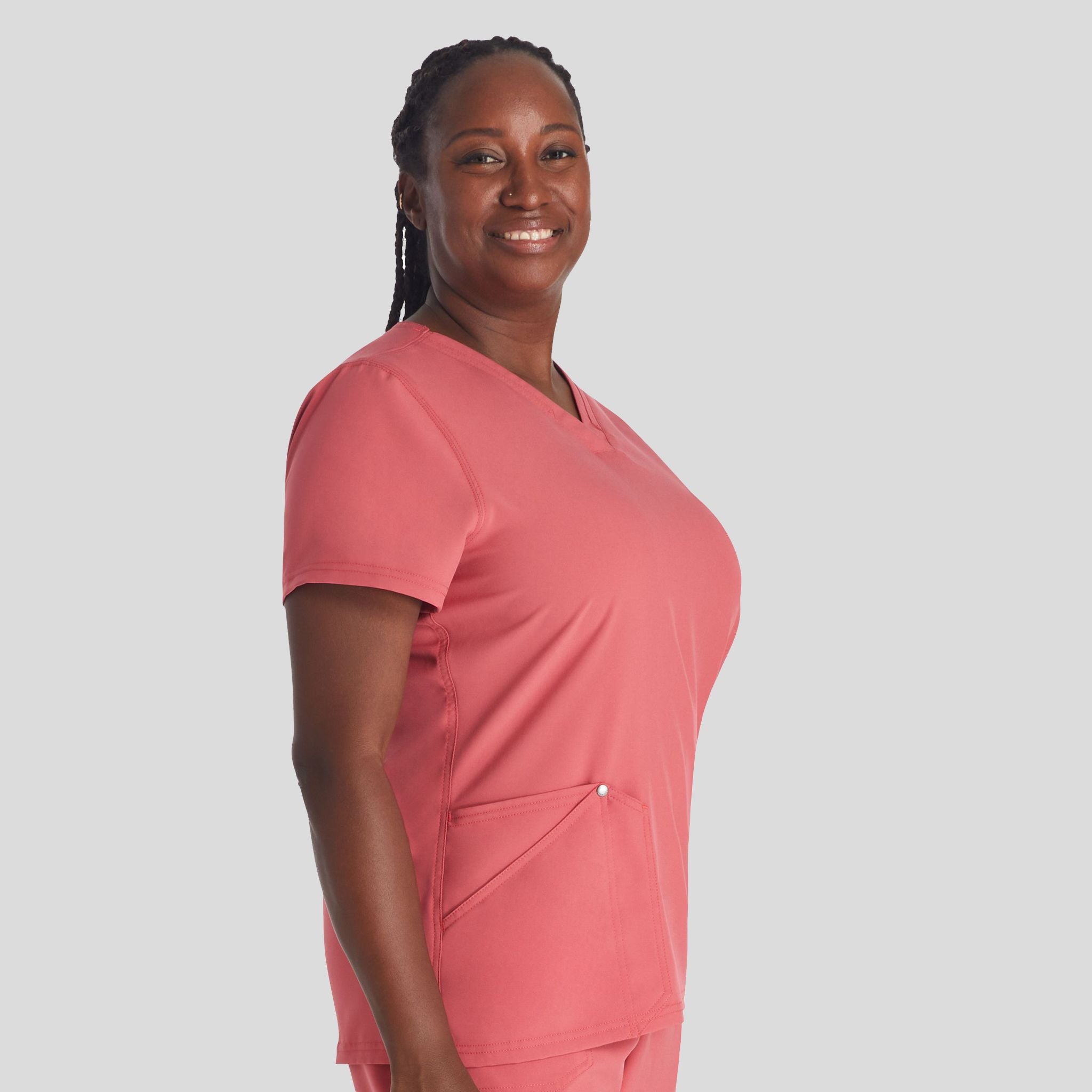 Women's V-Neck Scrub Top | Red Clay