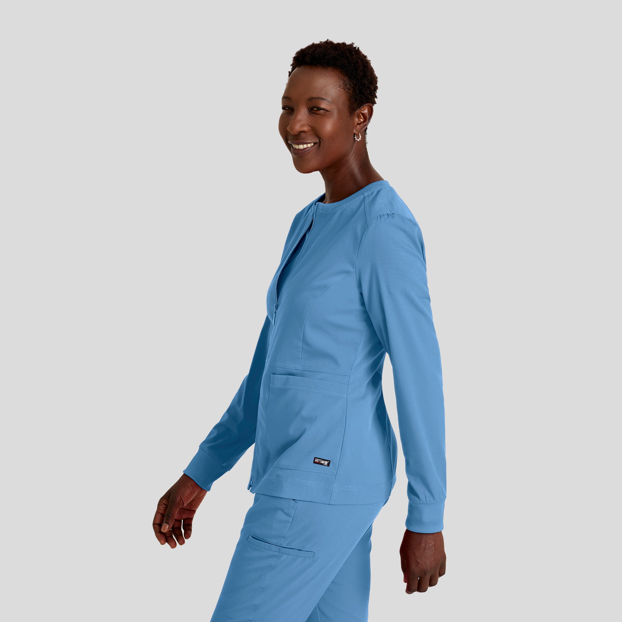 Millie 3-Pocket Crewneck Scrub Jacket | Ciel