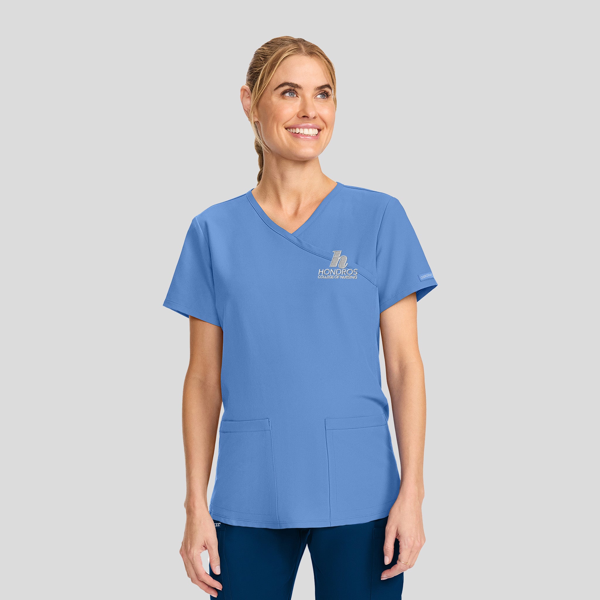 Hondros Maternity 2-Pocket Mock Wrap Scrub Top | Ciel