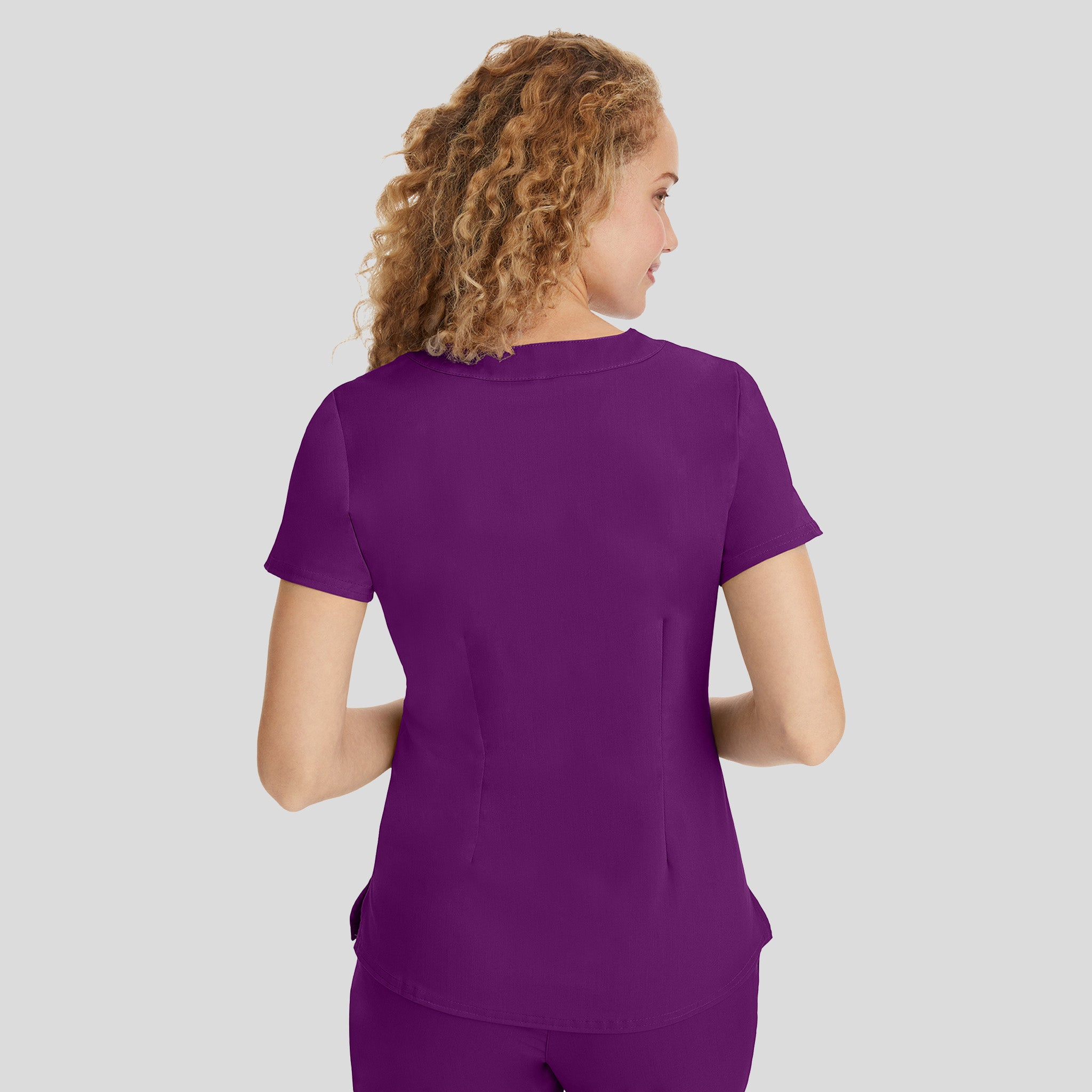 Jane Y-Neck Scrub Top | Eggplant