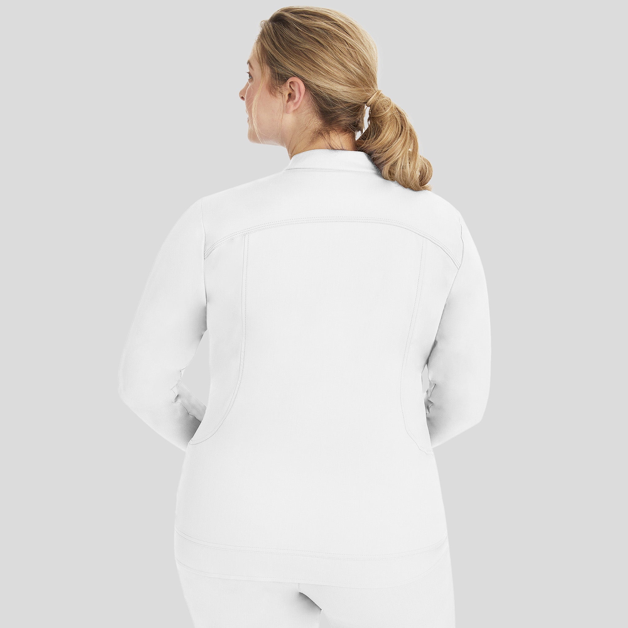 Dakota Zip Front Scrub Jacket | White