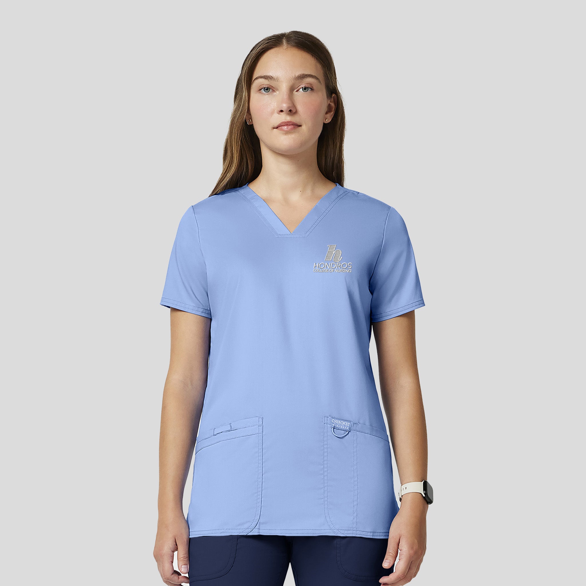 Hondros Women's V-Neck Solid Scrub Top | Ciel