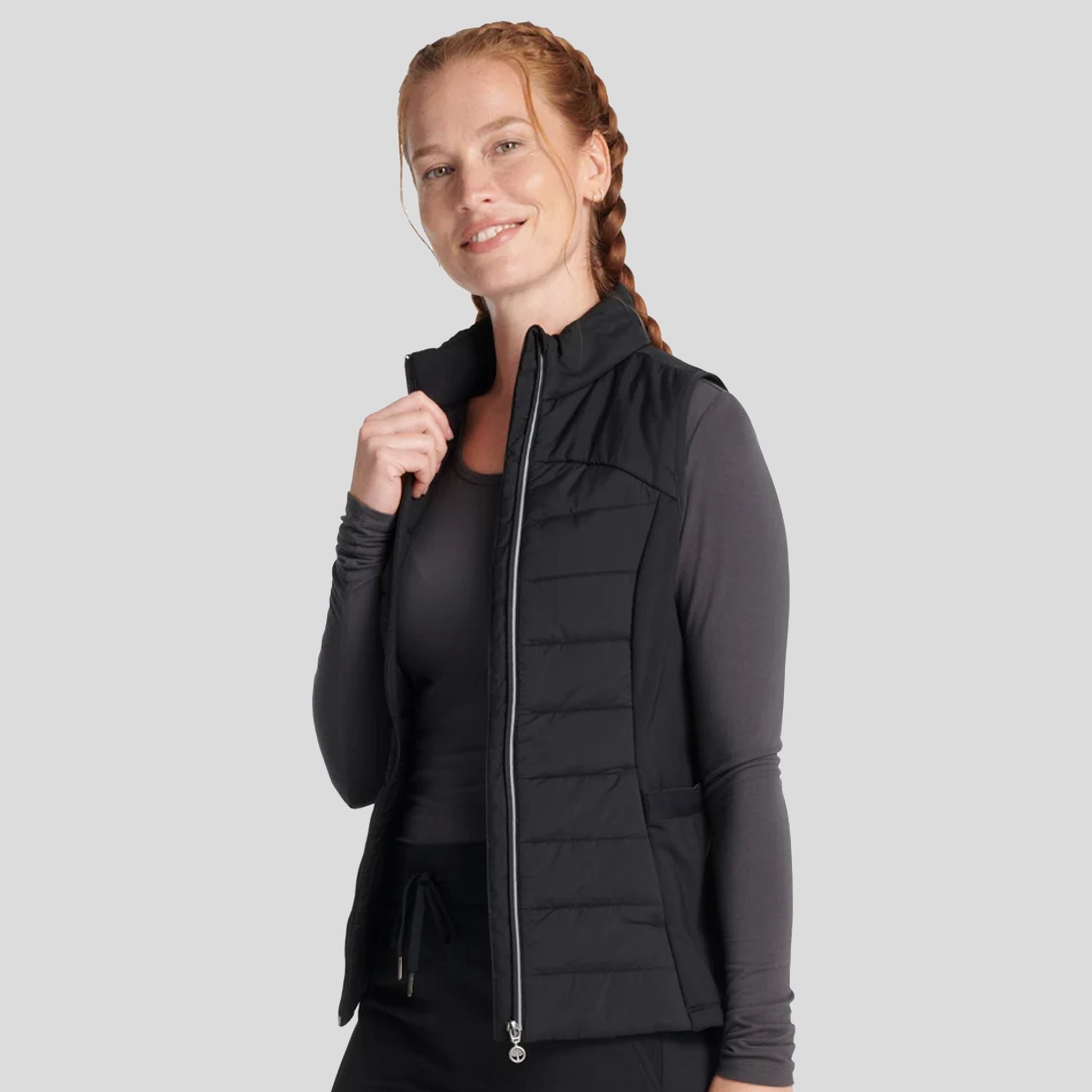 Khloe Sleeveless Jacket | Black