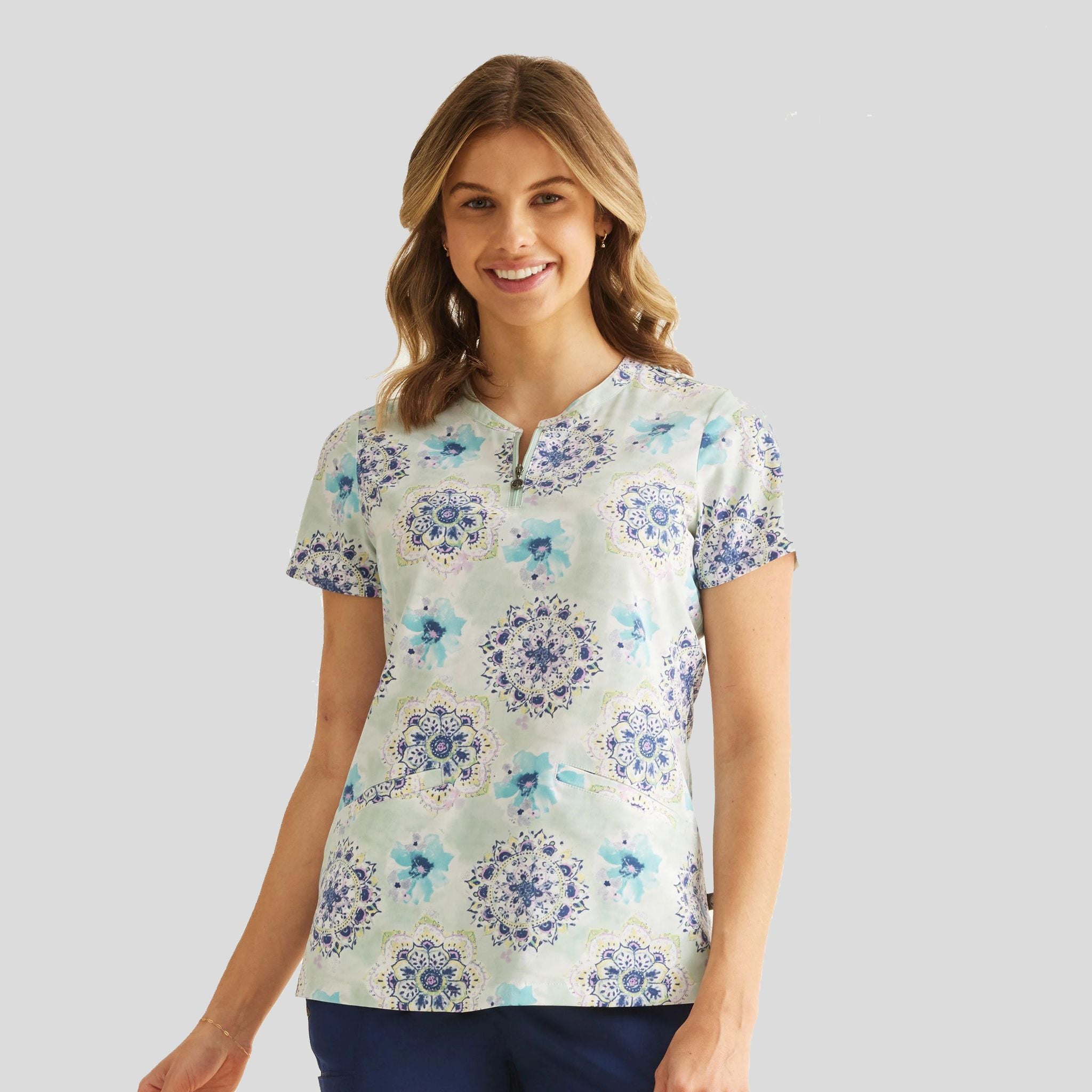 Ivy Water Color Medallion Print Top
