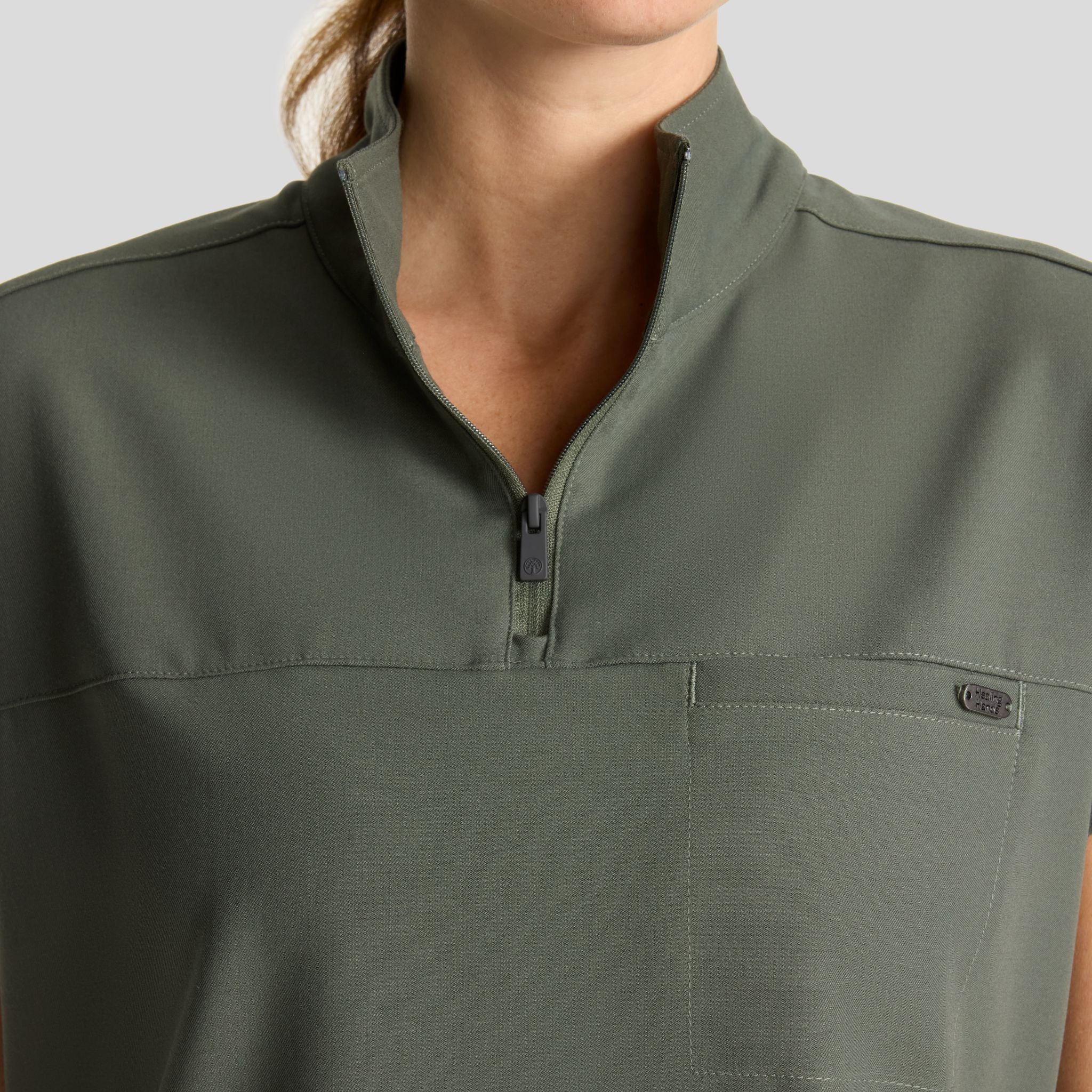 Women's Bella Quarter Zip Scrub Top | Olive