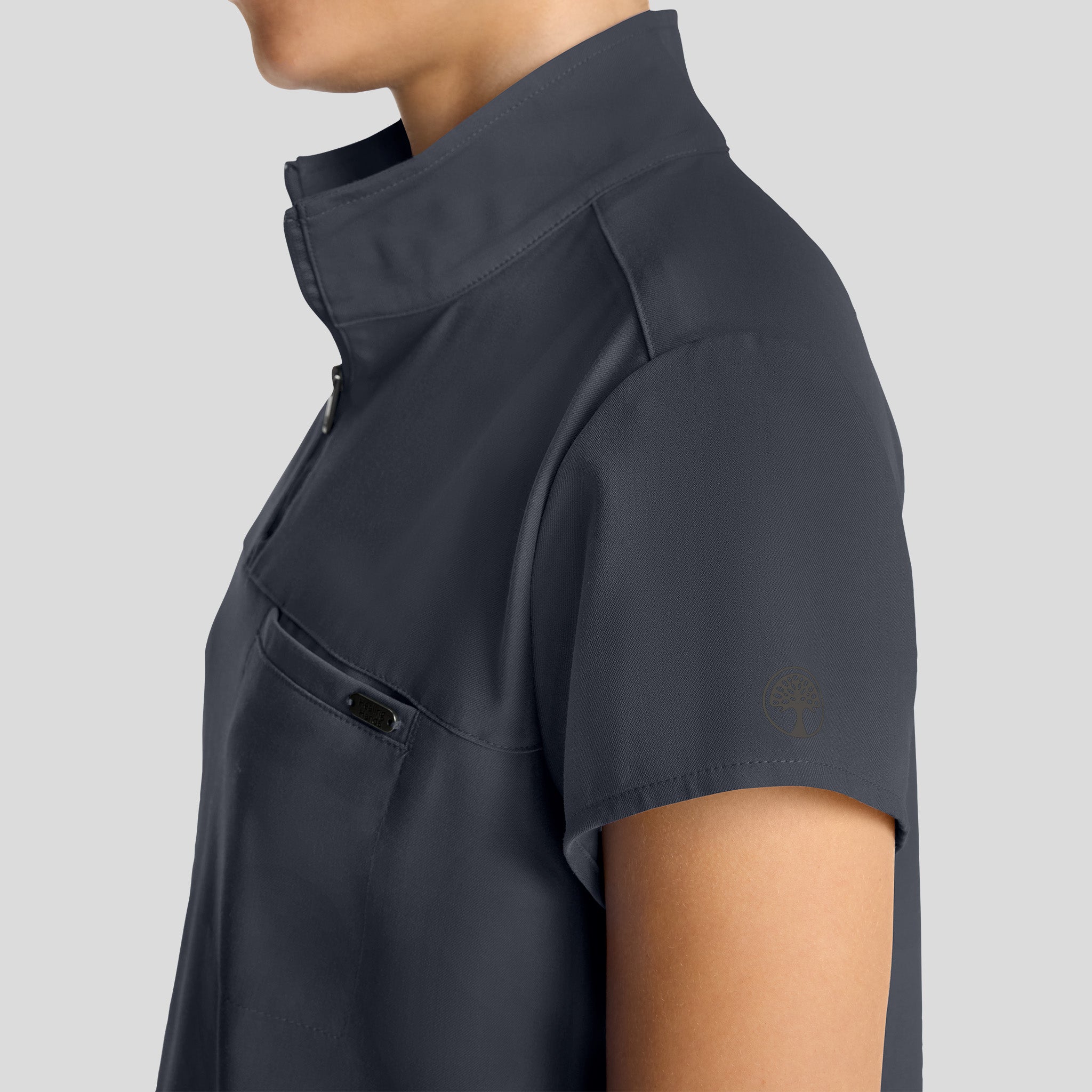 Women's Bella Quarter Zip Scrub Top | Pewter