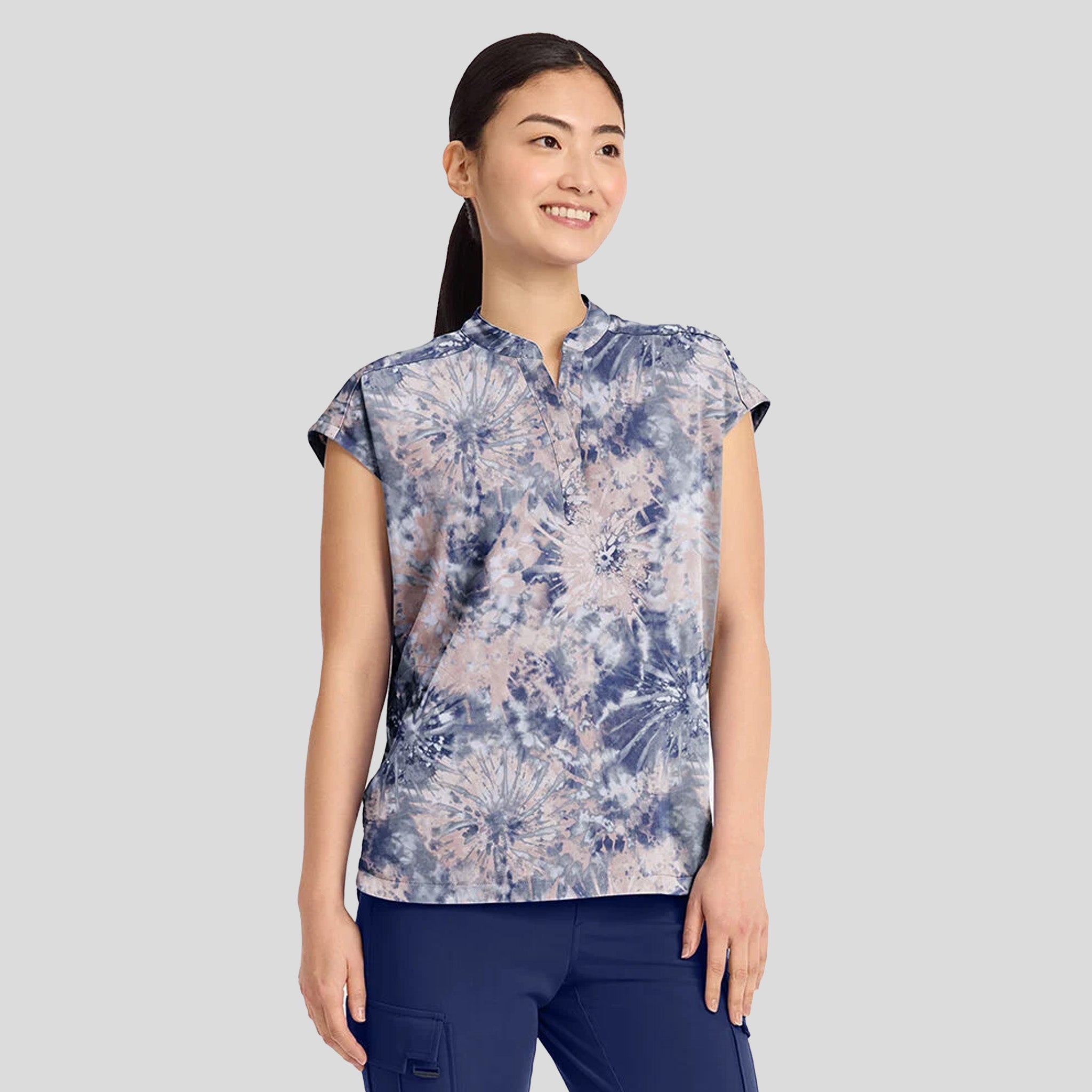 Journey Twilight Tie Dye Print Scrub Top