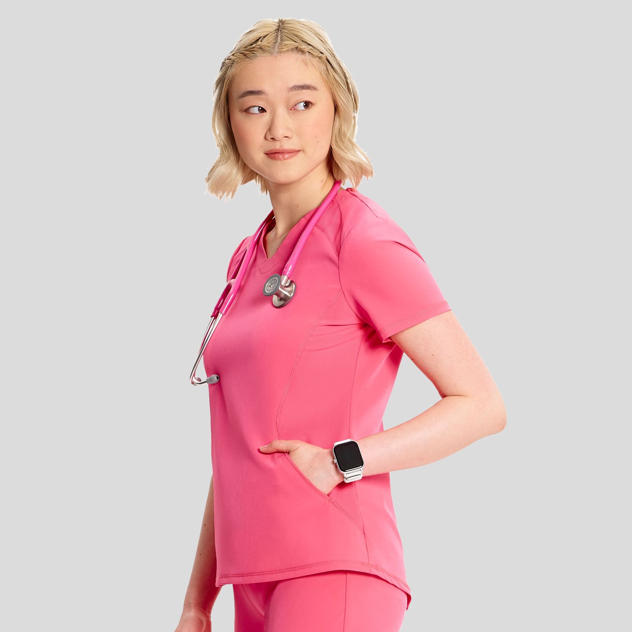 V-Neck Top | Power Pink