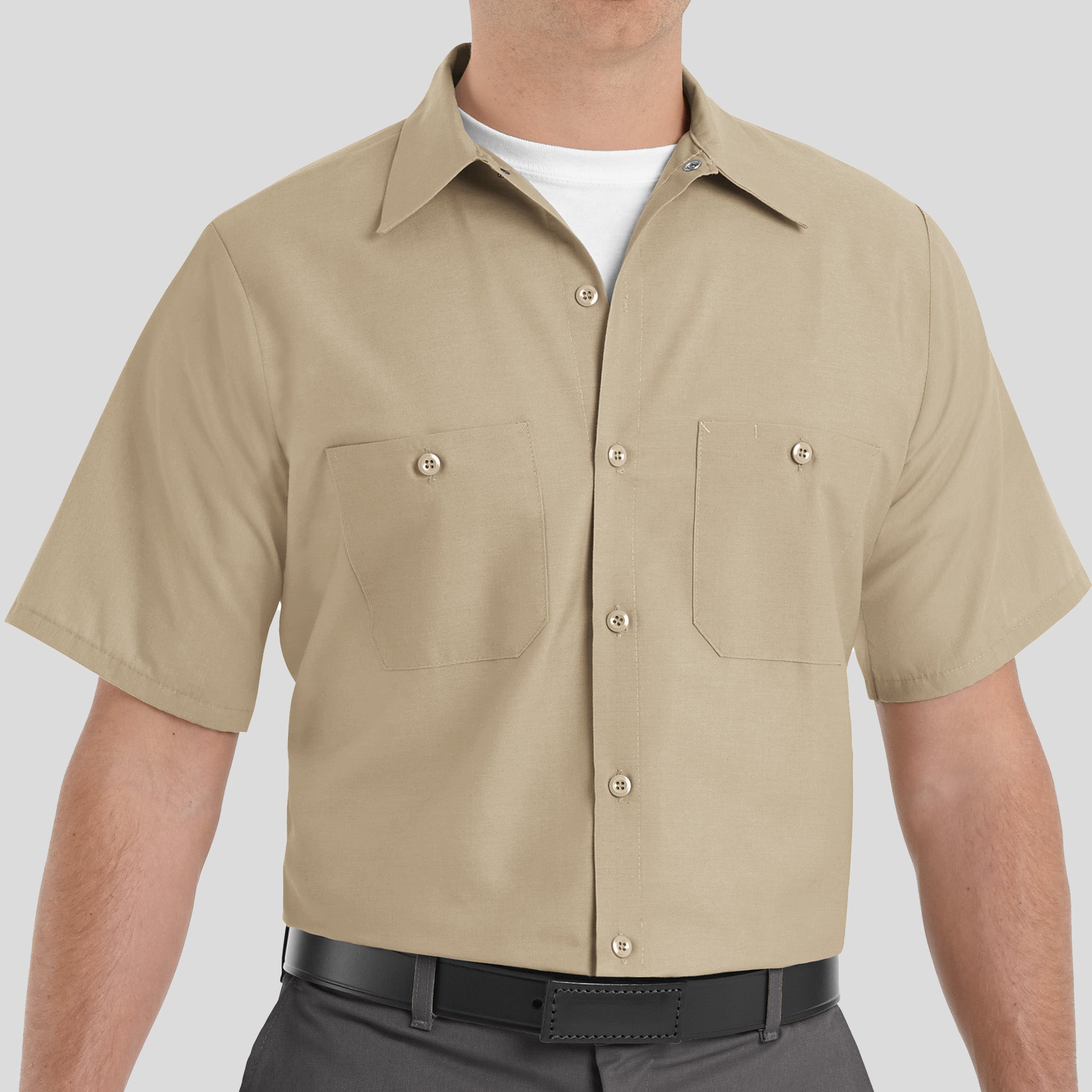Men's Short Sleeve Industrial Work Shirt | Khaki