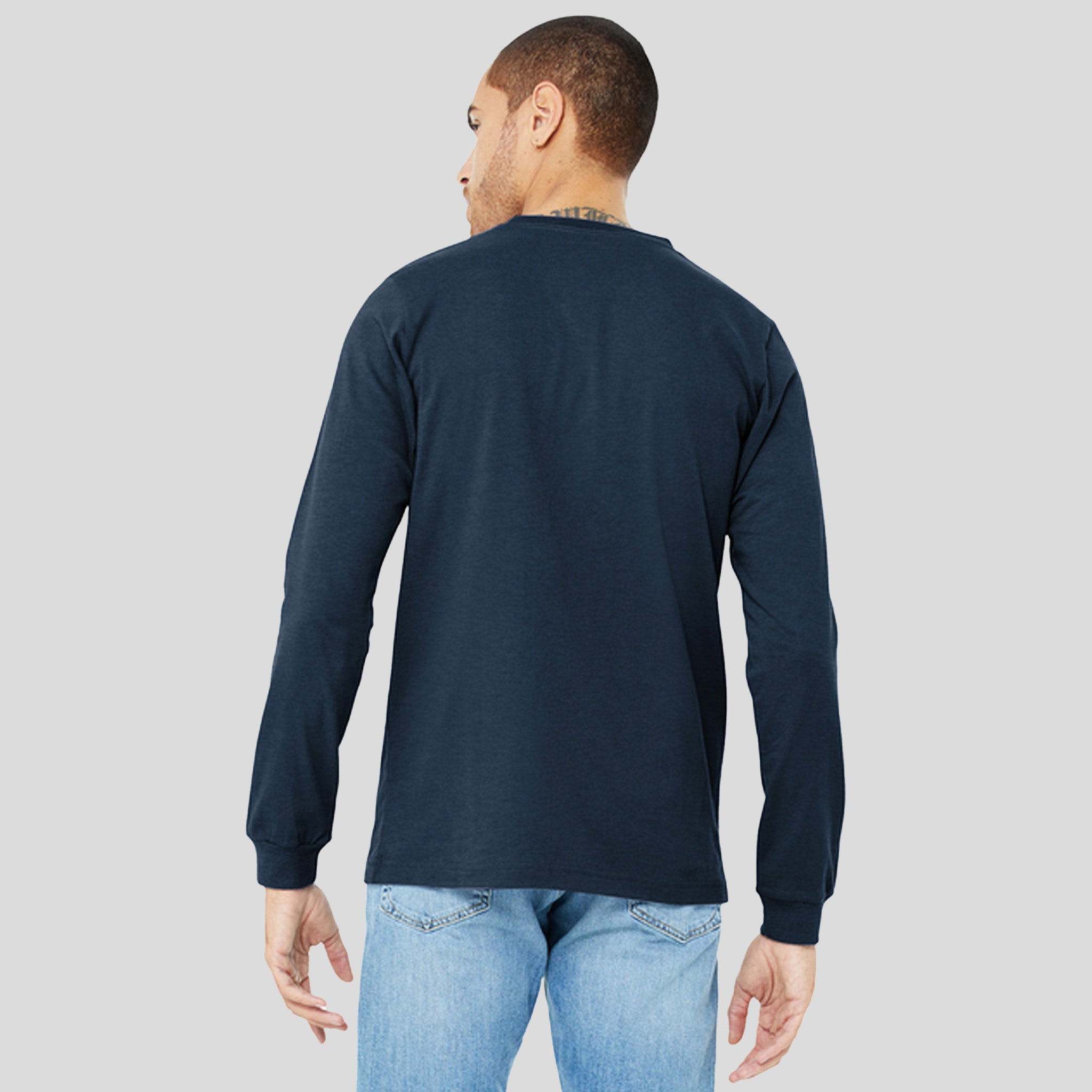 Unisex Heather CVC Long Sleeve Tee | Heather Navy