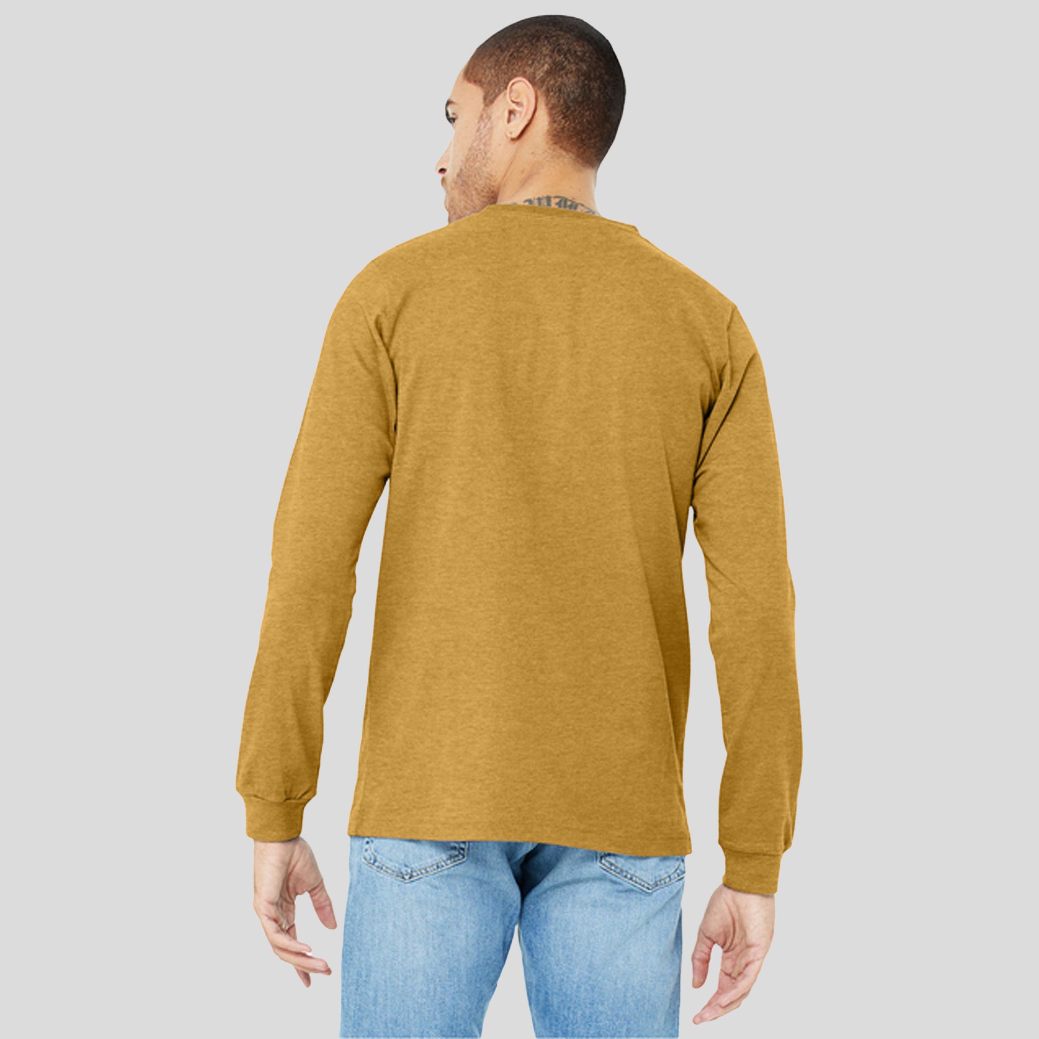 Unisex Heather CVC Long Sleeve Tee | Heather Mustard