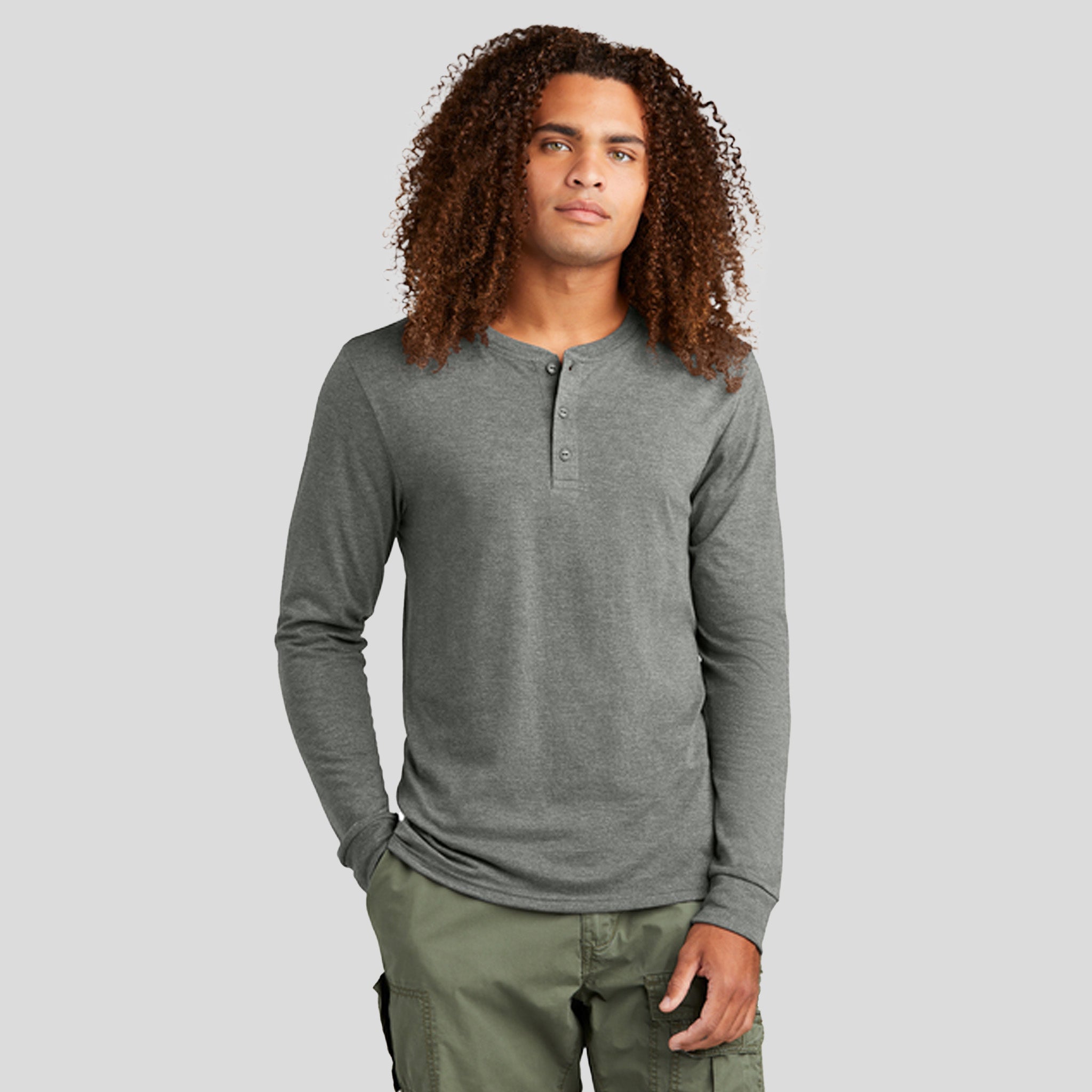 Perfect TriĀ® Long Sleeve Henley | Heathered Charcoal