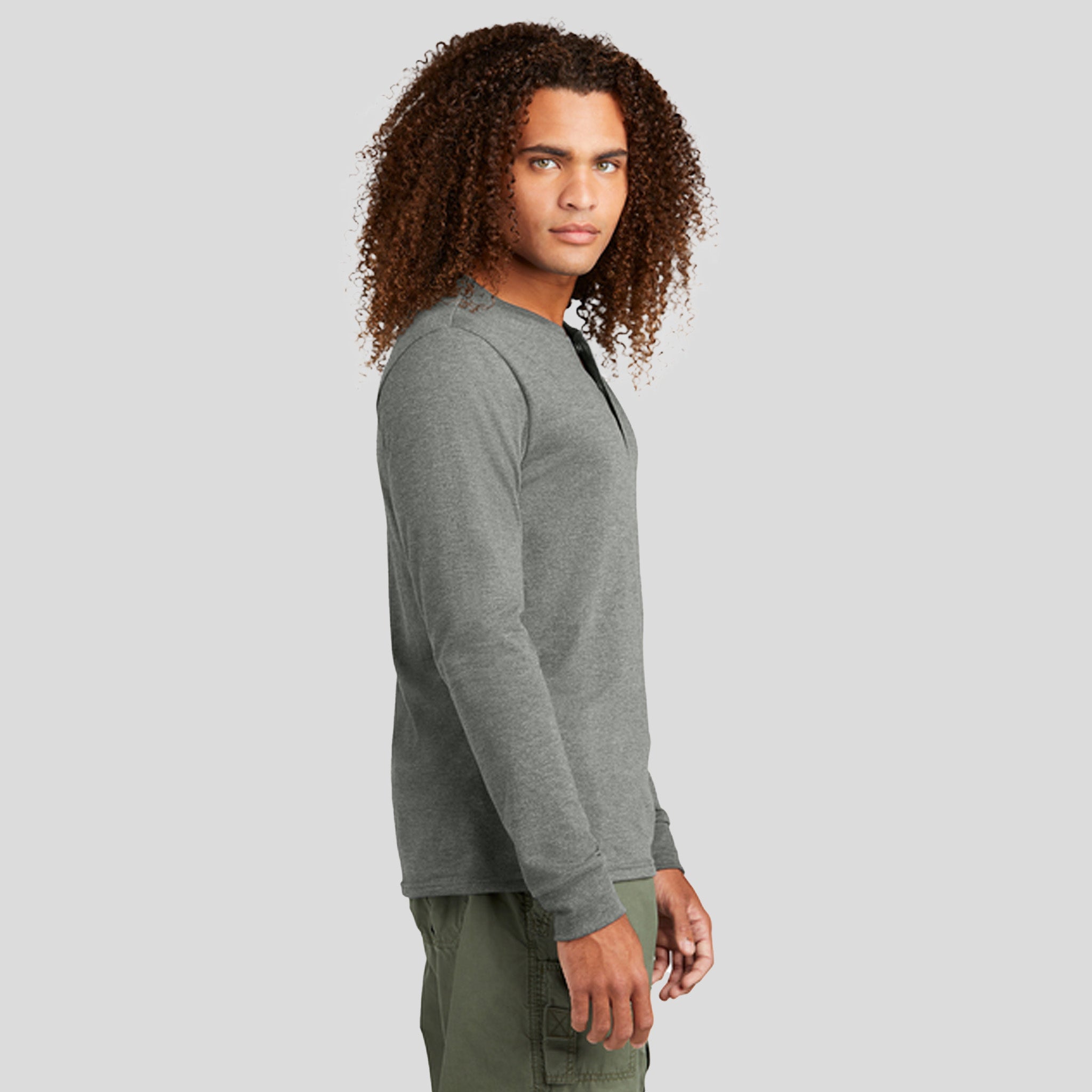 Perfect TriĀ® Long Sleeve Henley | Heathered Charcoal