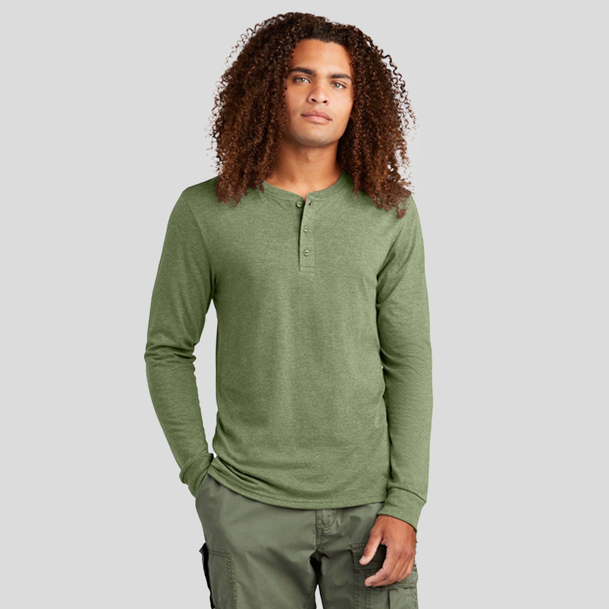 Perfect TriĀ® Long Sleeve Henley | Military Green Frost