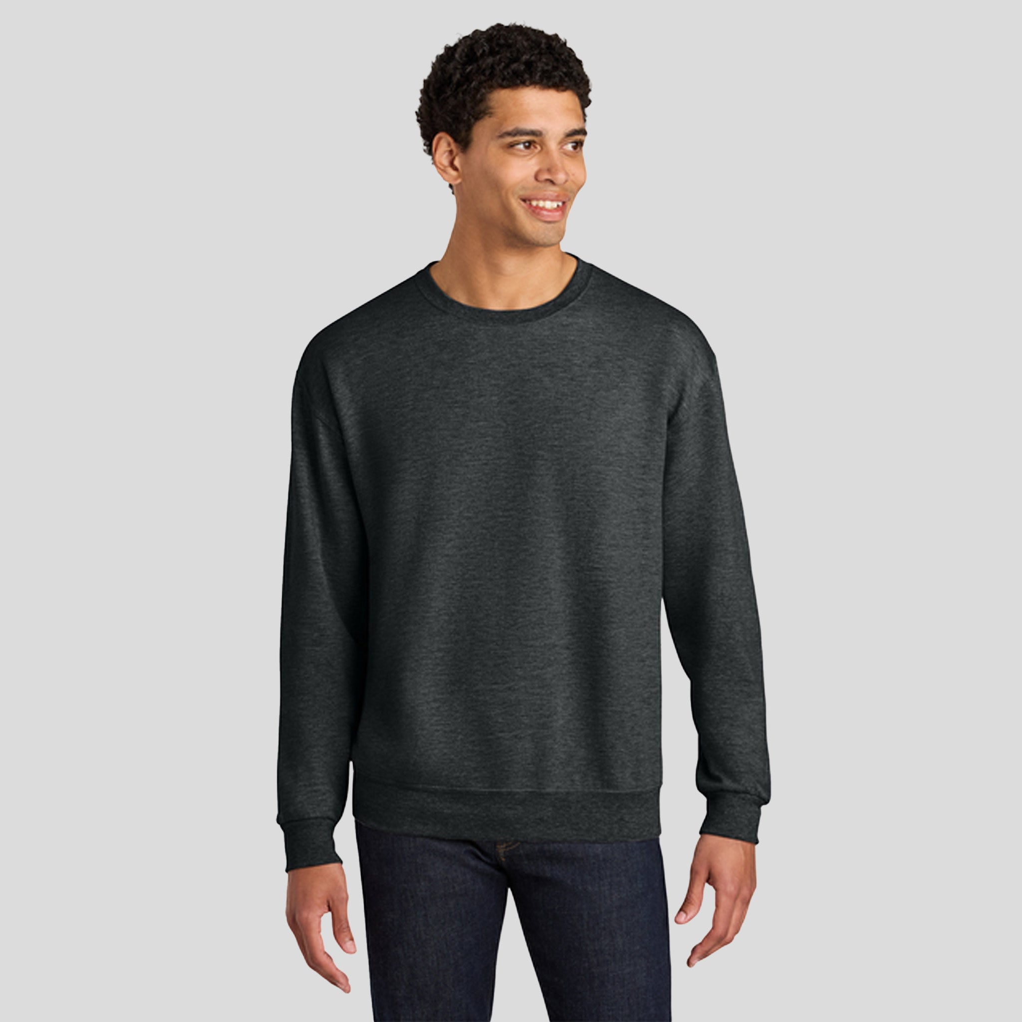 Ultimate⢠Unisex CVC Ring Spun Crewneck Sweatshirt | Black Ink Heather