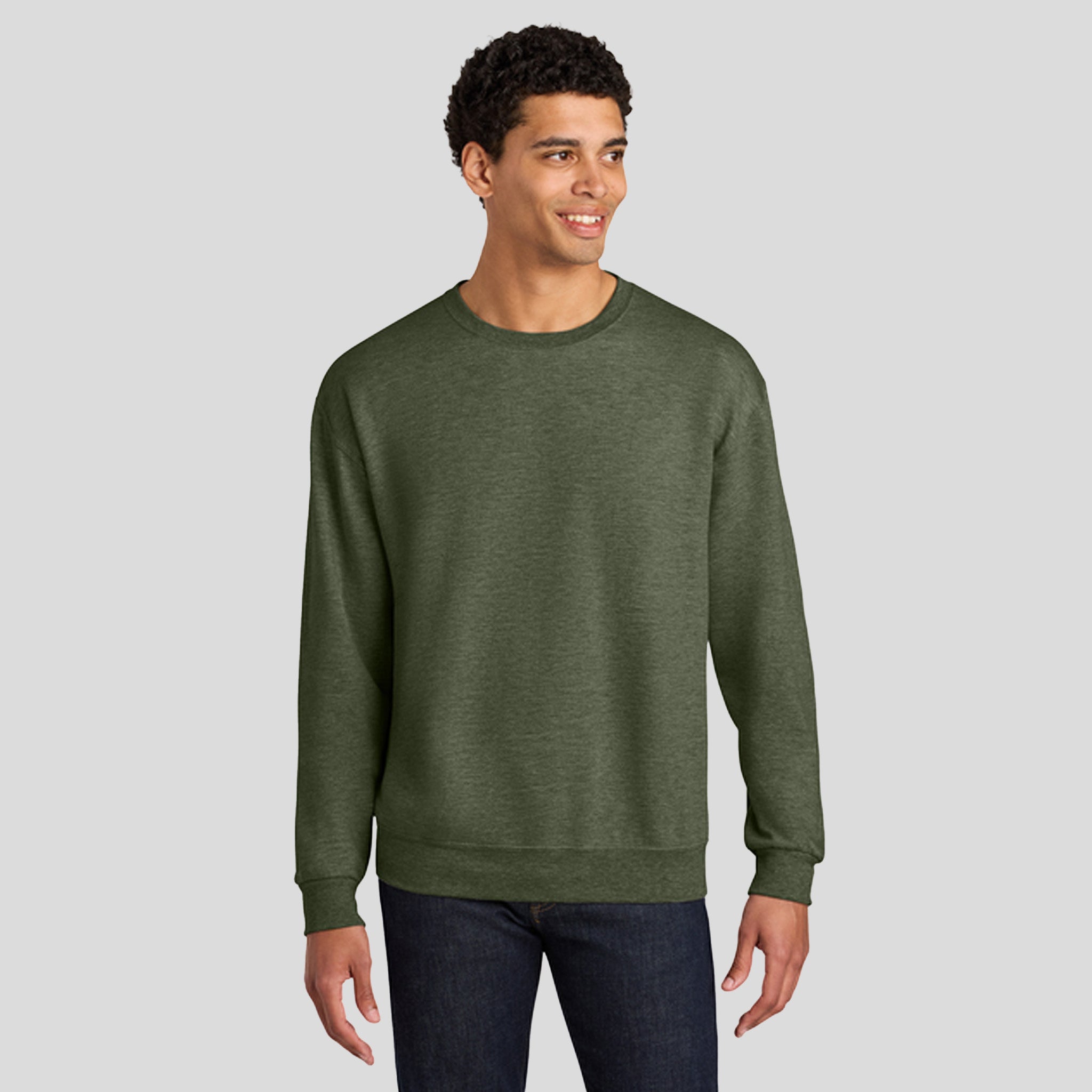 Ultimate⢠Unisex CVC Ring Spun Crewneck Sweatshirt | Military Green Heather