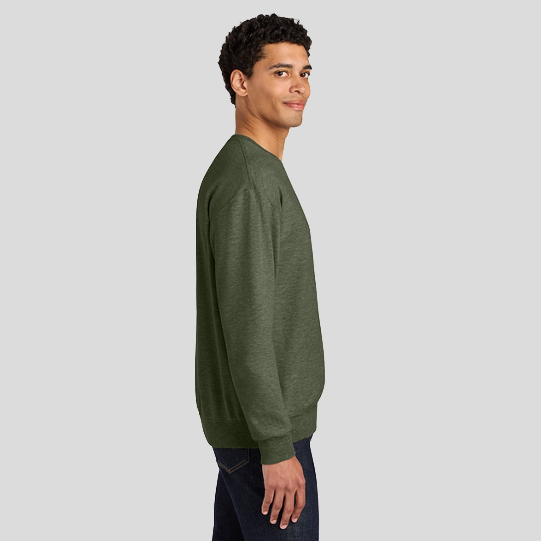 Ultimate⢠Unisex CVC Ring Spun Crewneck Sweatshirt | Military Green Heather