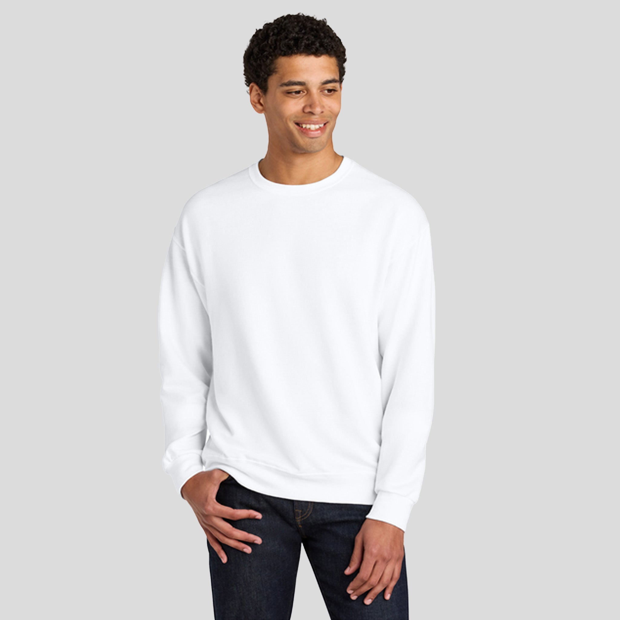 Ultimate⢠Unisex CVC Ring Spun Crewneck Sweatshirt | White