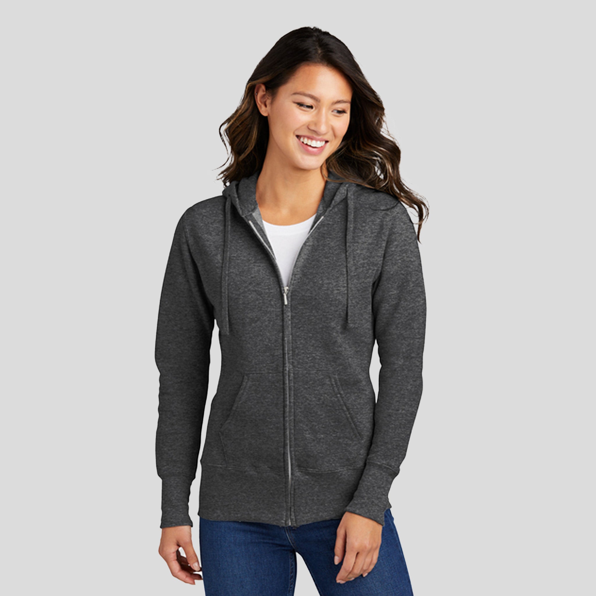 Women's Core Fleece Full-Zip Hooded Sweatshirt | Dark Heather Grey