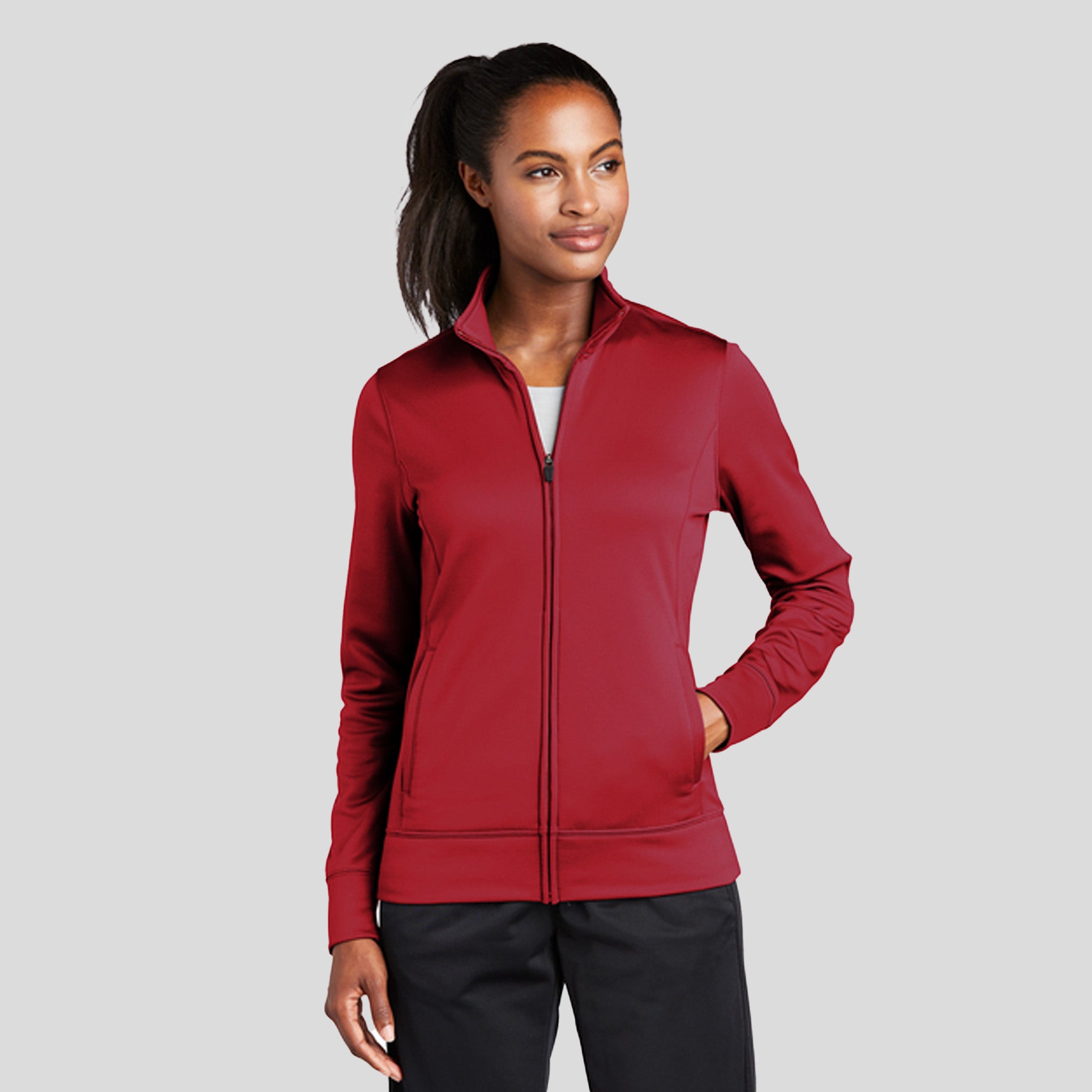 Women's Sport-Wick® Fleece Full-Zip Jacket | Deep Red