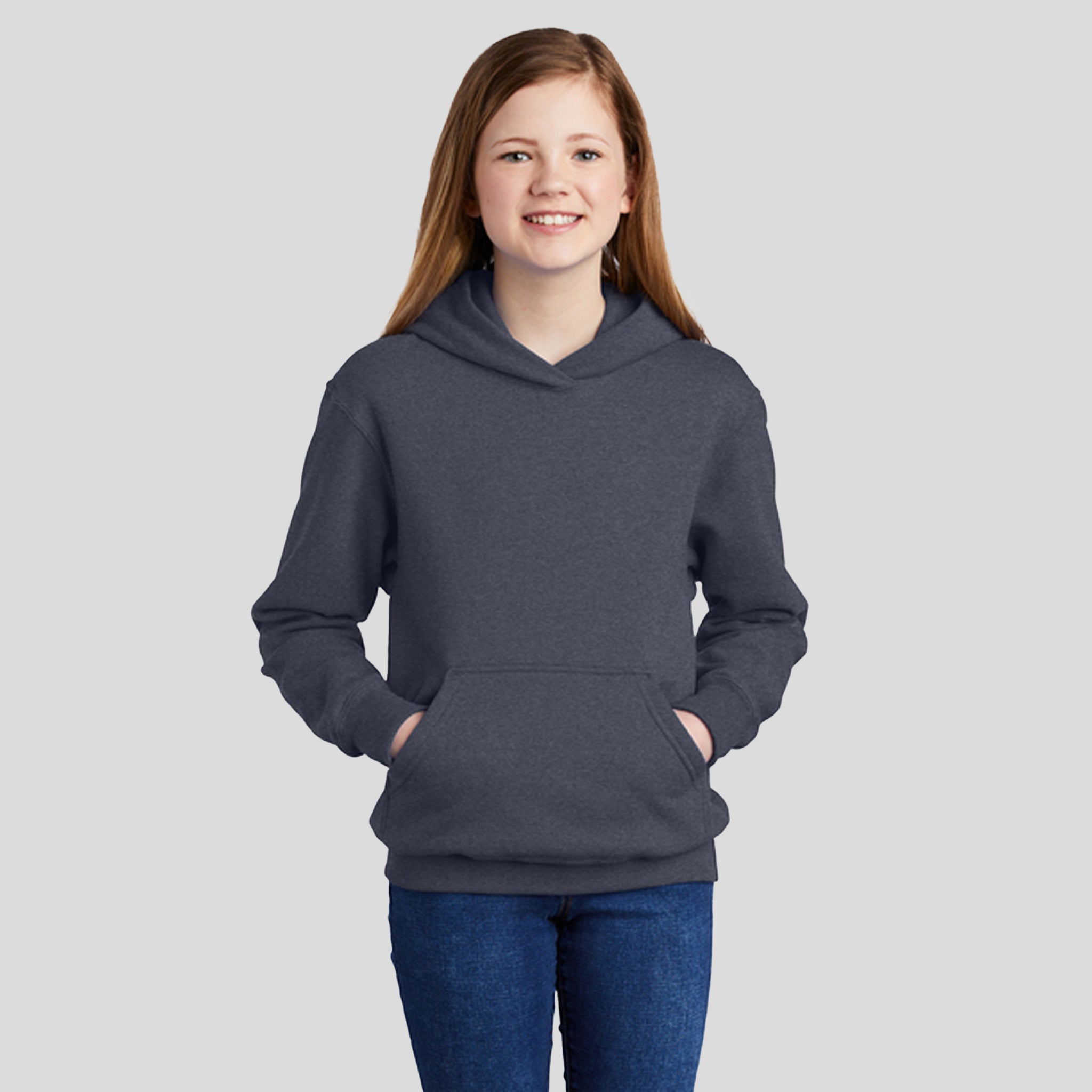 Youth Core Fleece Pullover Hooded Sweatshirt | Heather Navy