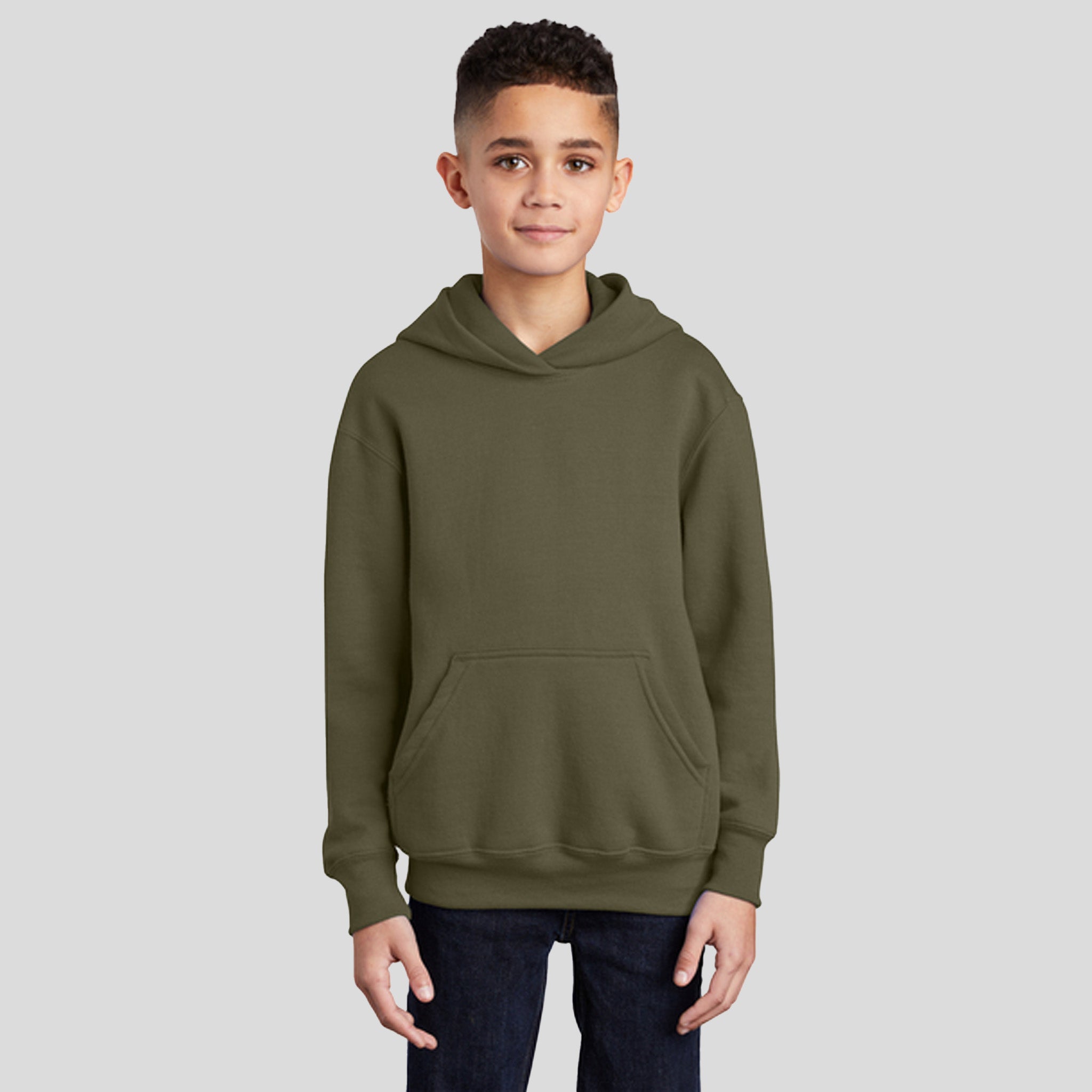 Youth Core Fleece Pullover Hooded Sweatshirt | Olive Drab Green