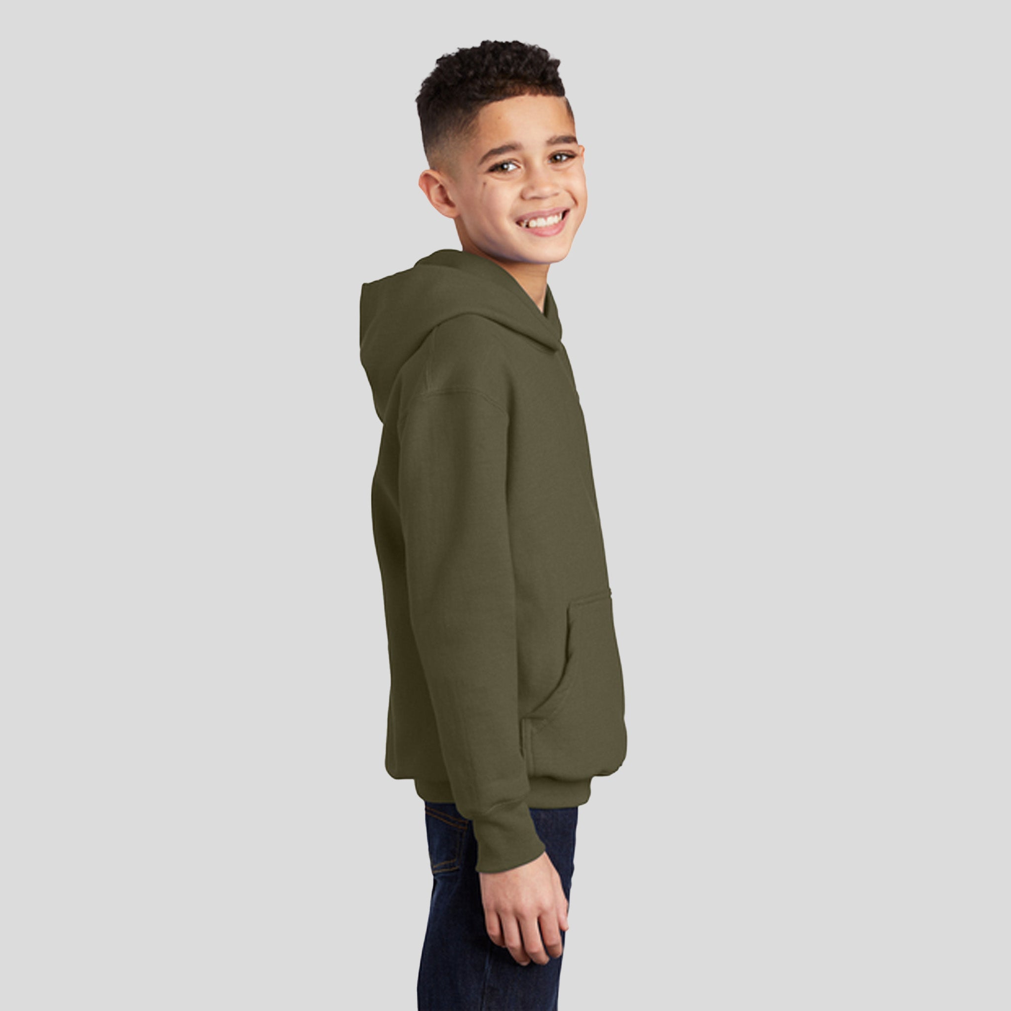 Youth Core Fleece Pullover Hooded Sweatshirt | Olive Drab Green