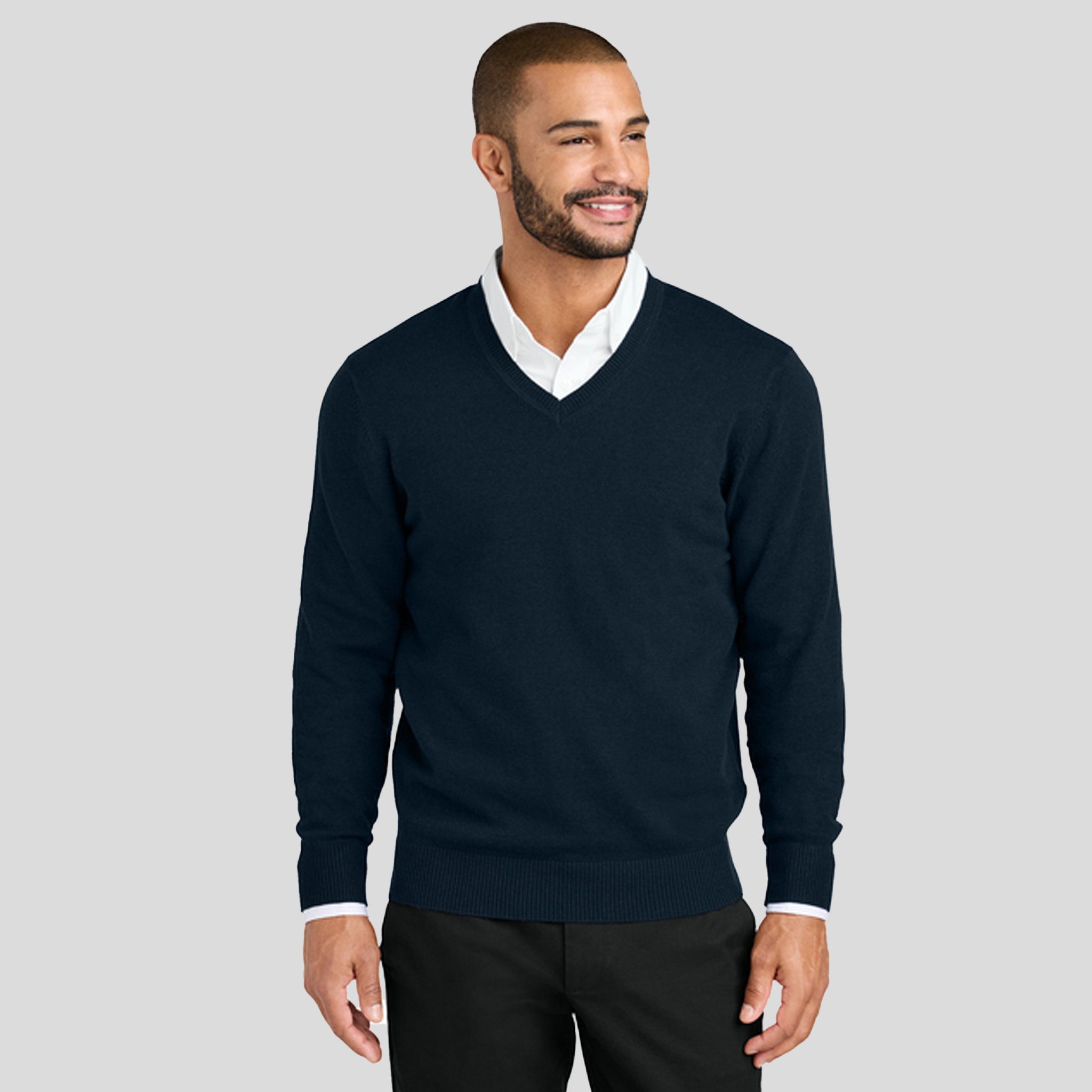 Easy Care V-Neck Sweater | River Blue Navy