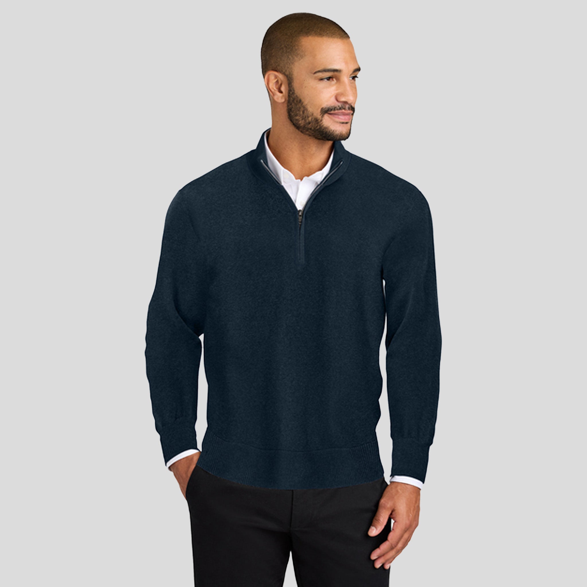 Easy Care 1/4-Zip Sweater | River Blue Navy