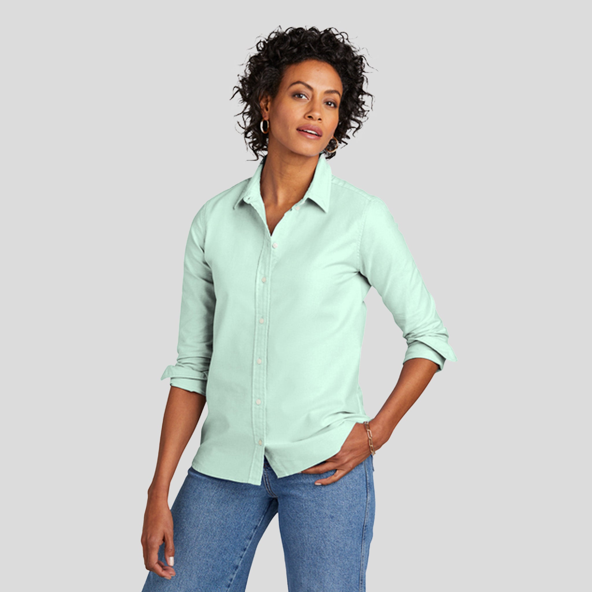 Women’s Casual Oxford Cloth Shirt | Soft Mint