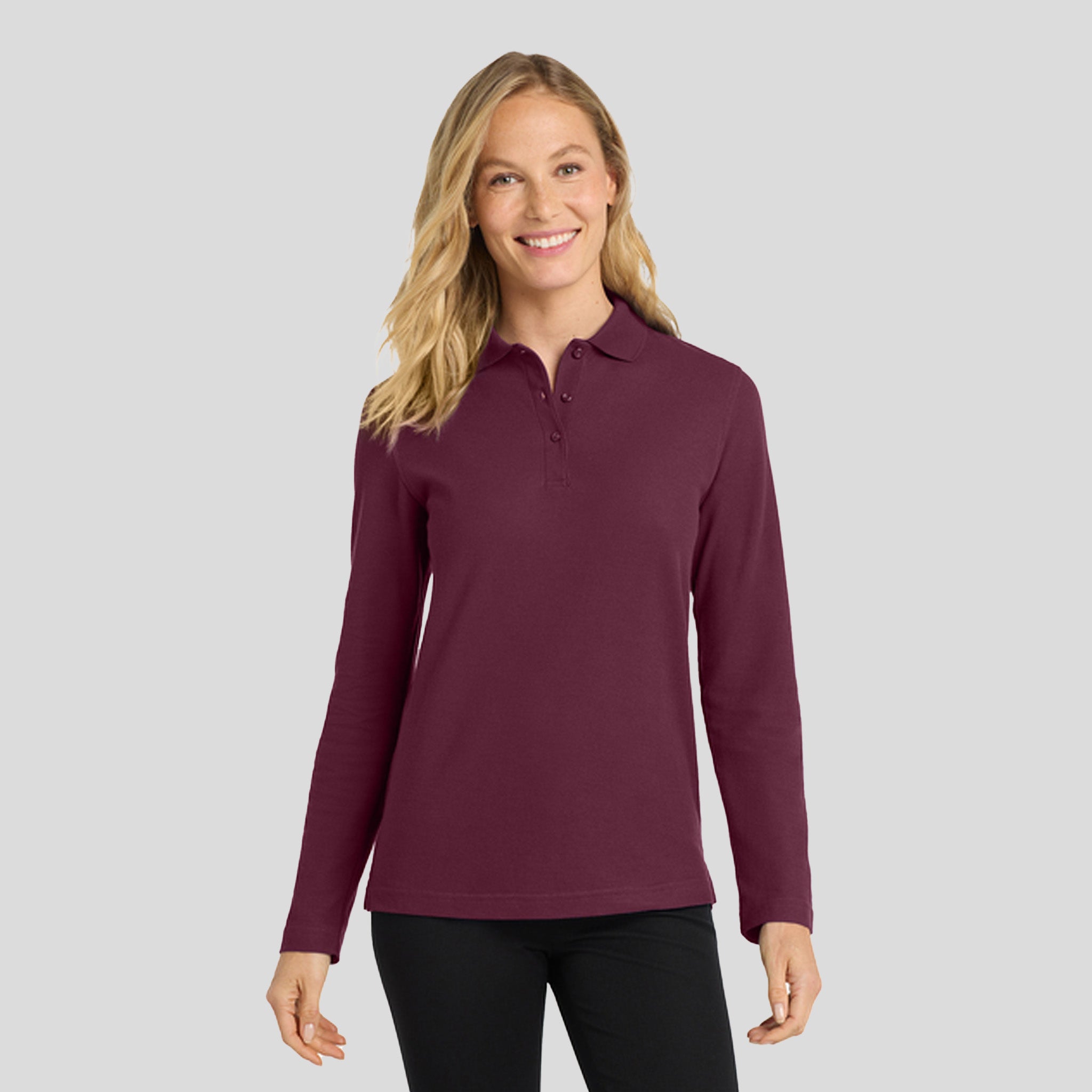 Women's Silk Touchâ„¢ Long Sleeve Polo | Burgundy