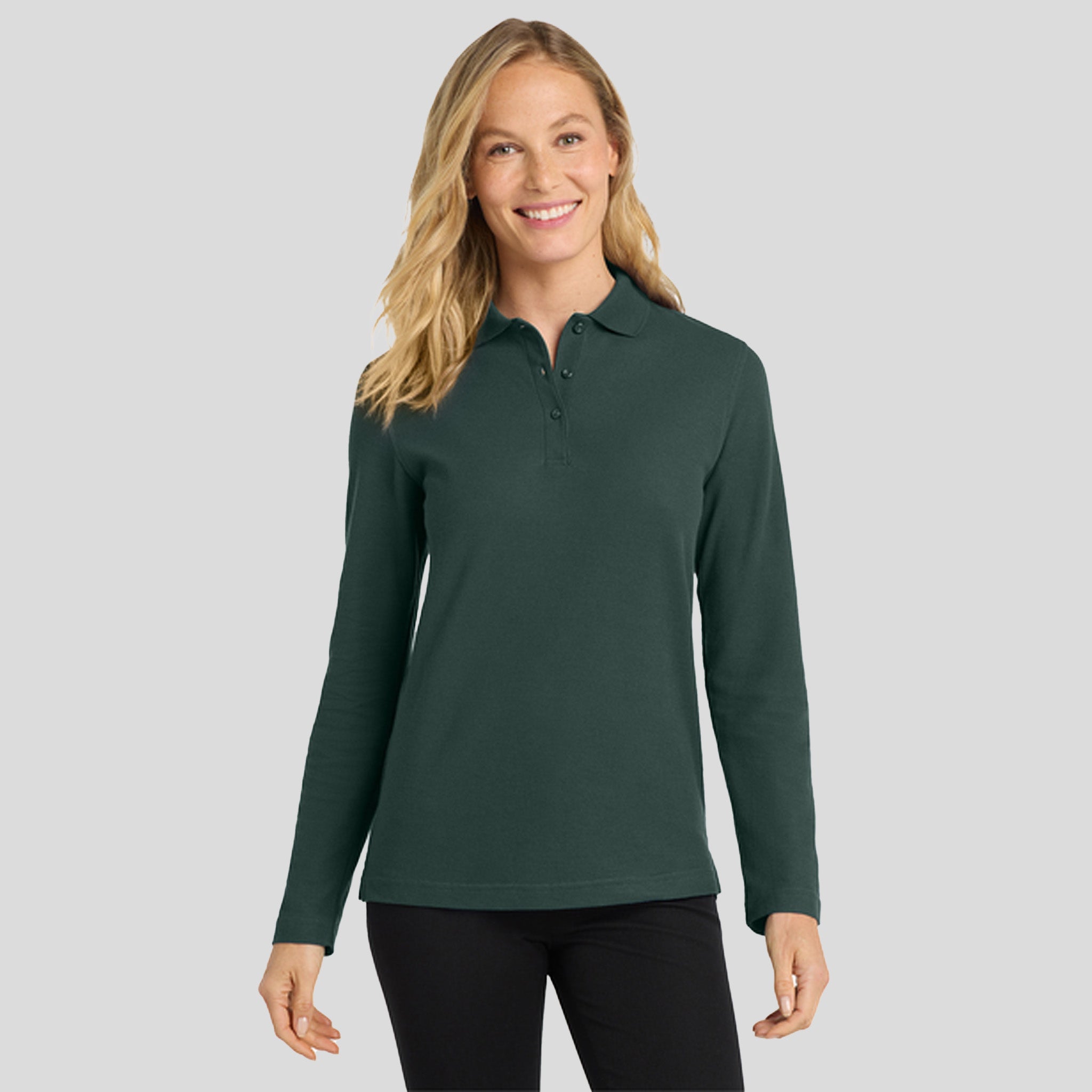 Women's Silk Touchâ„¢ Long Sleeve Polo | Dark Green