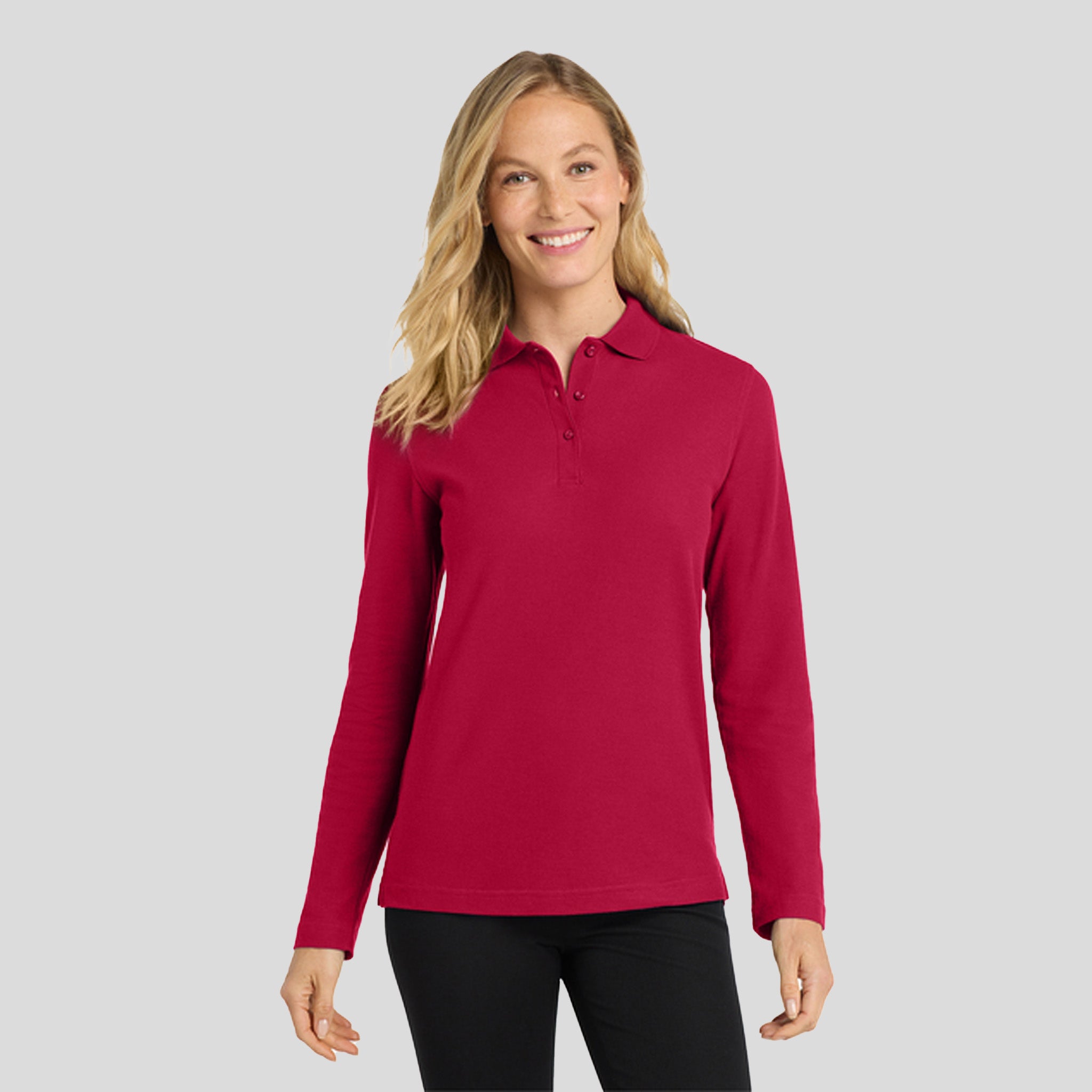 Women's Silk Touchâ„¢ Long Sleeve Polo | Red