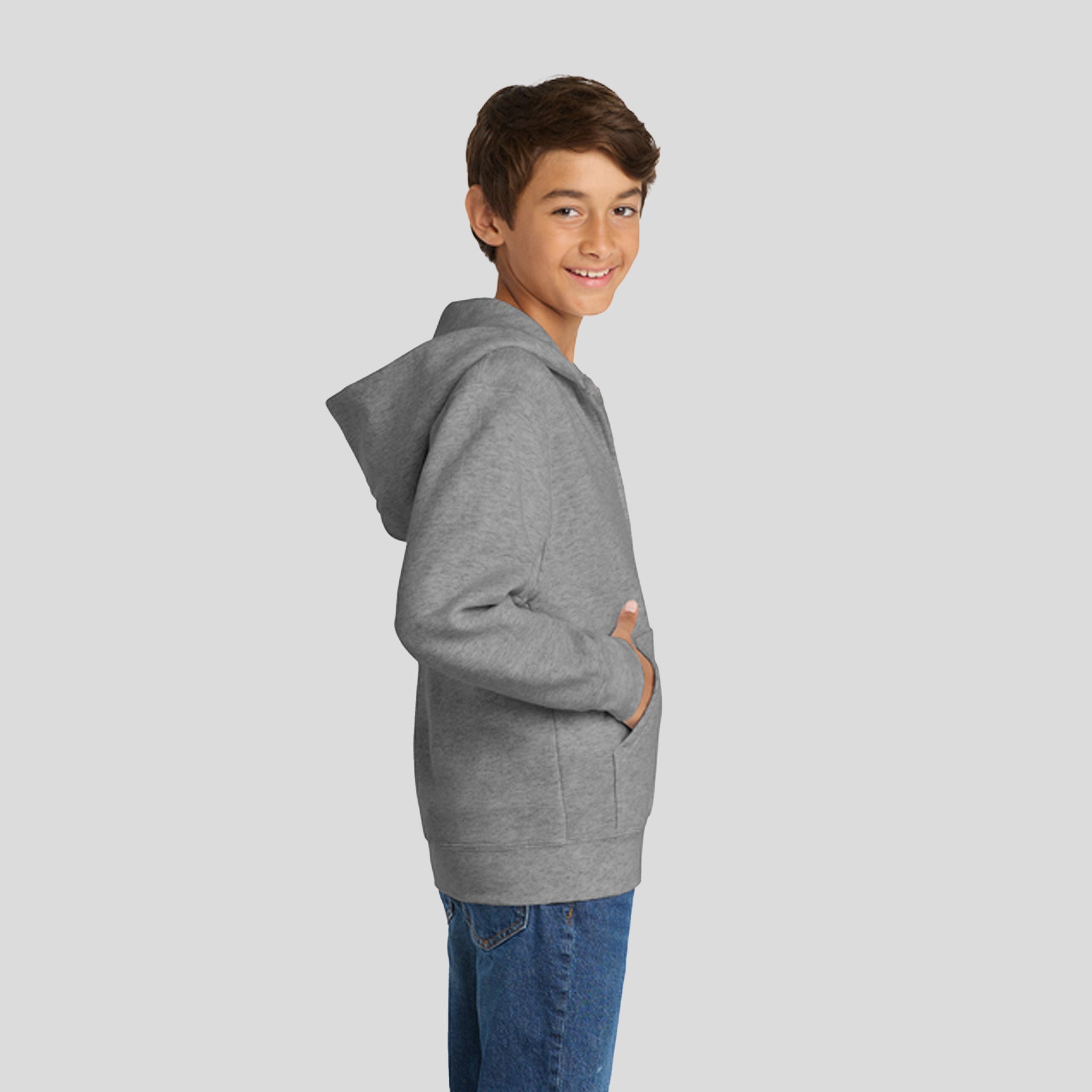 Youth Core Fleece Full-Zip Hooded Sweatshirt | Athletic Heather