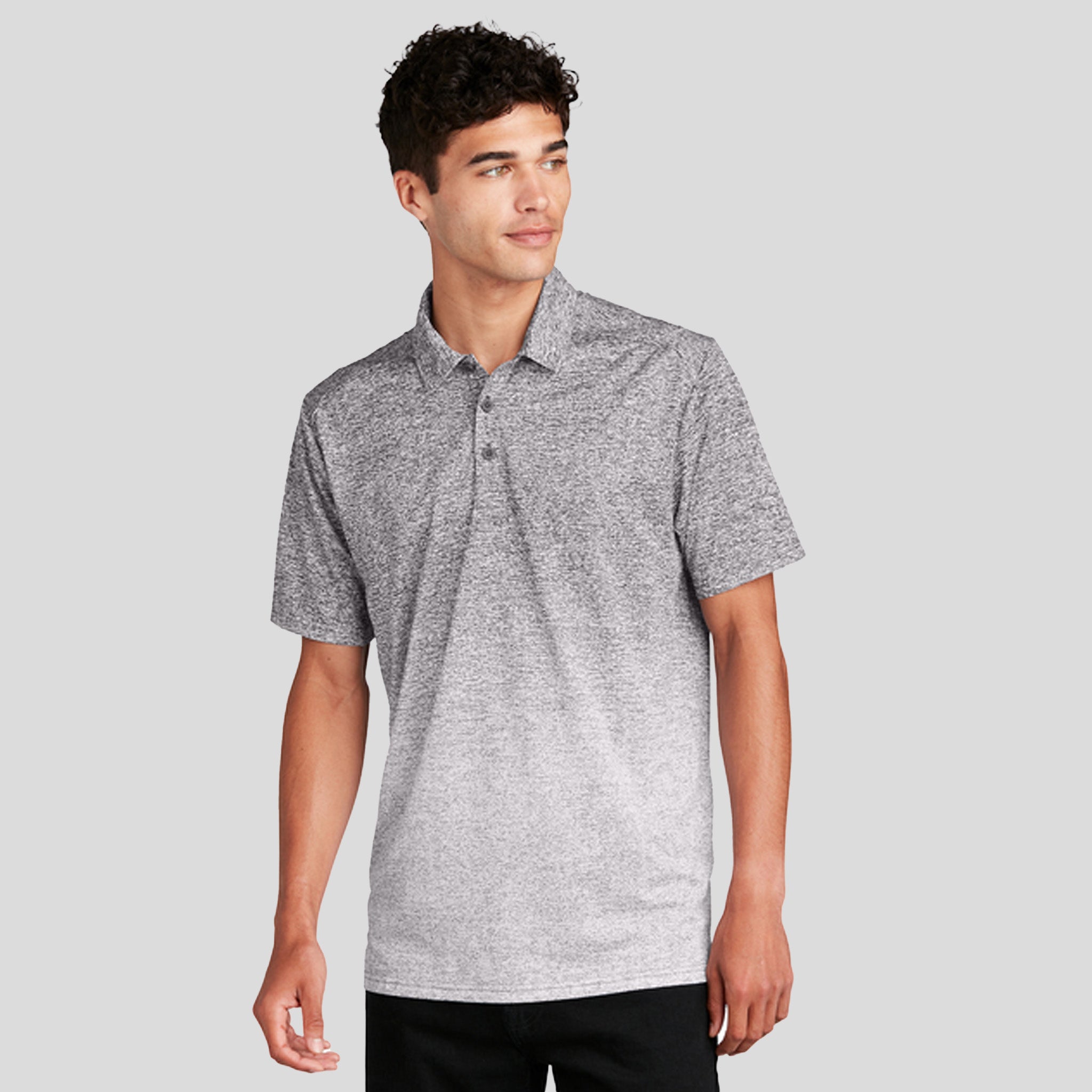 Ombre Heather Polo | White/Graphite