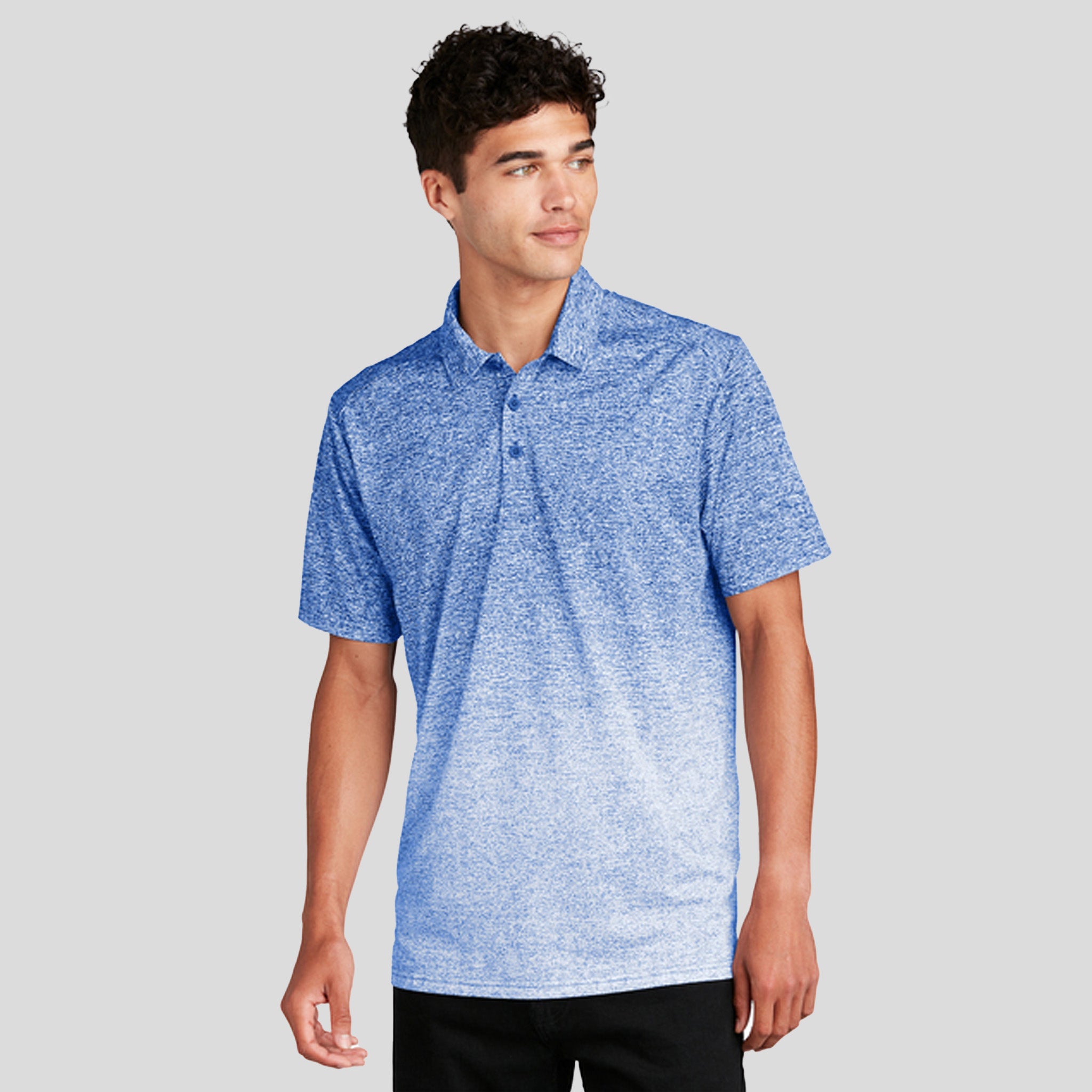 Ombre Heather Polo | White/True Royal