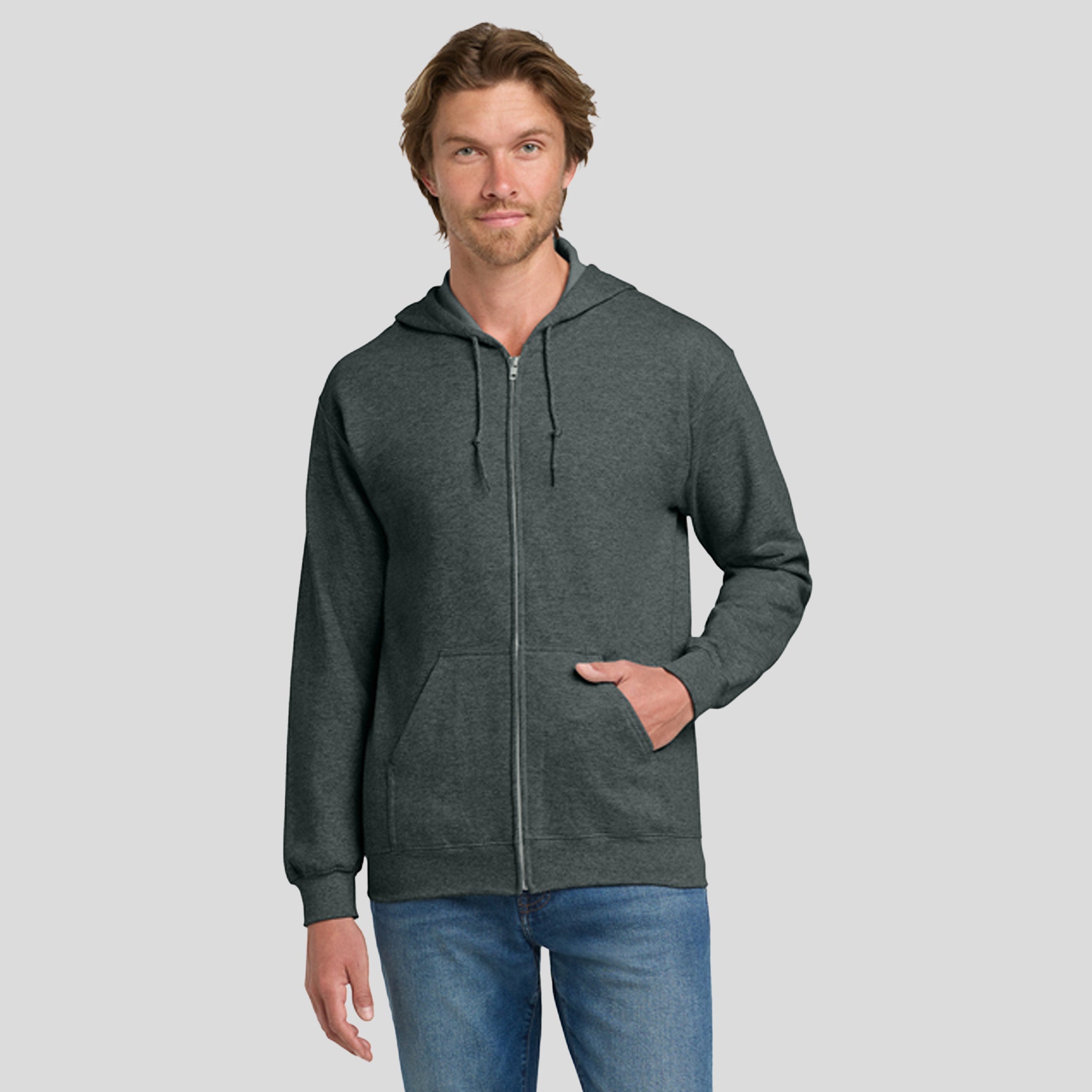 Heavy Blend™ Full-Zip Hooded Sweatshirt | Dark Heather Grey